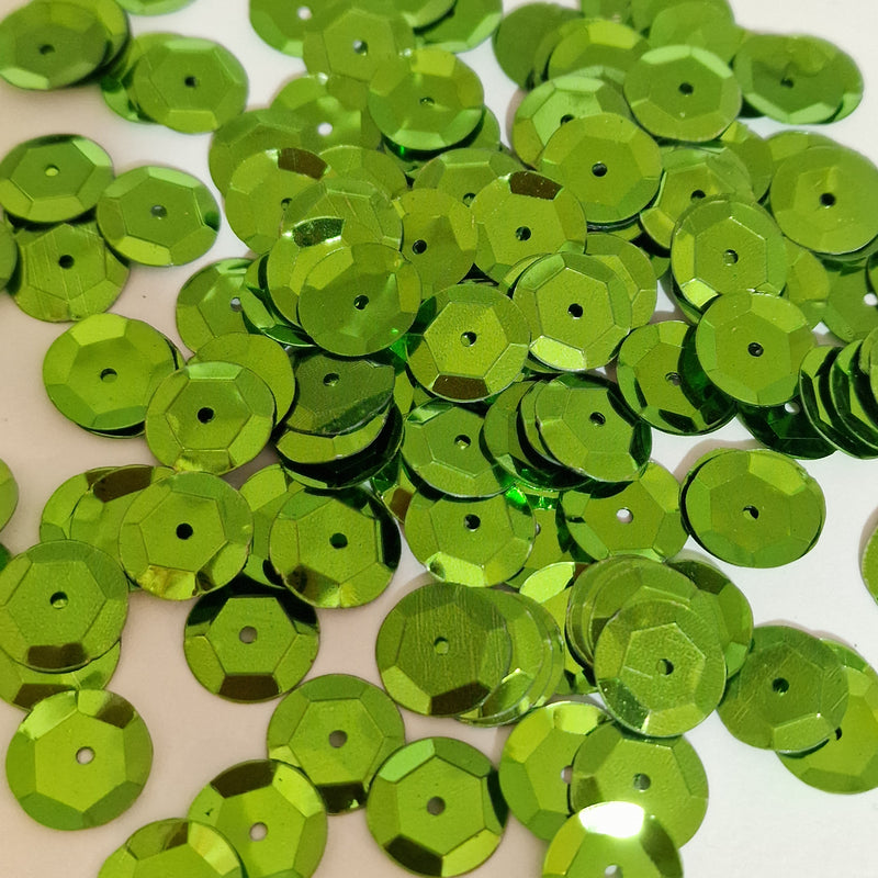 MajorCrafts 40grams 12mm Olive Green Round Sew-On Cup Sequins Q33