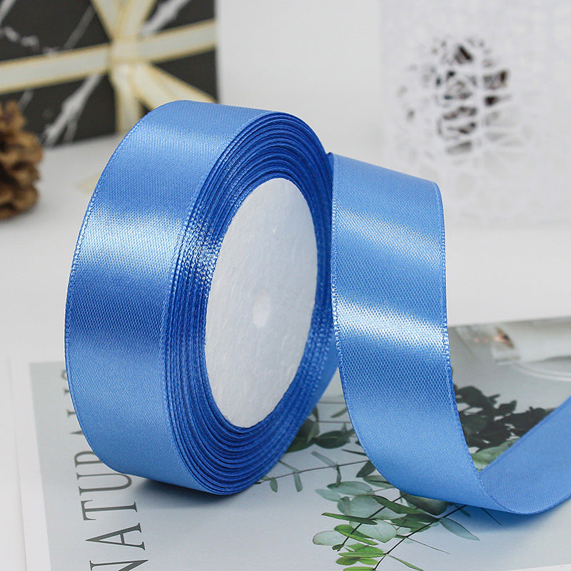 MajorCrafts 25mm 22metres Blue Hyacinth Single Sided Satin Fabric Ribbon Roll R36