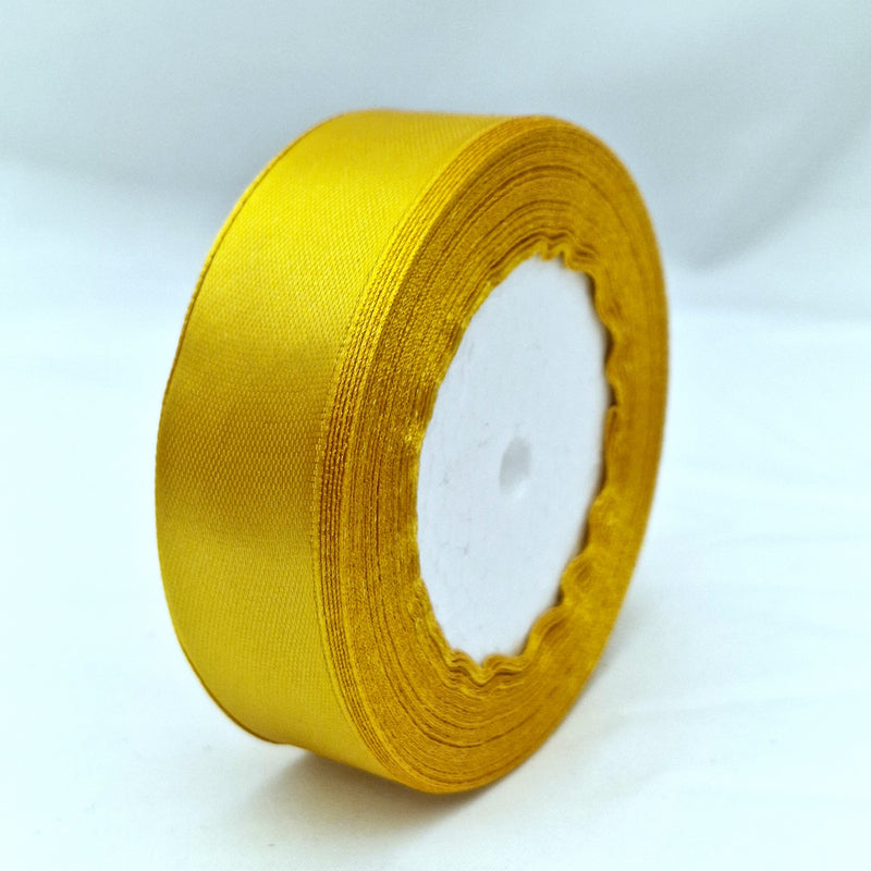 MajorCrafts 25mm 22metres Honey Gold Single Sided Satin Fabric Ribbon Roll