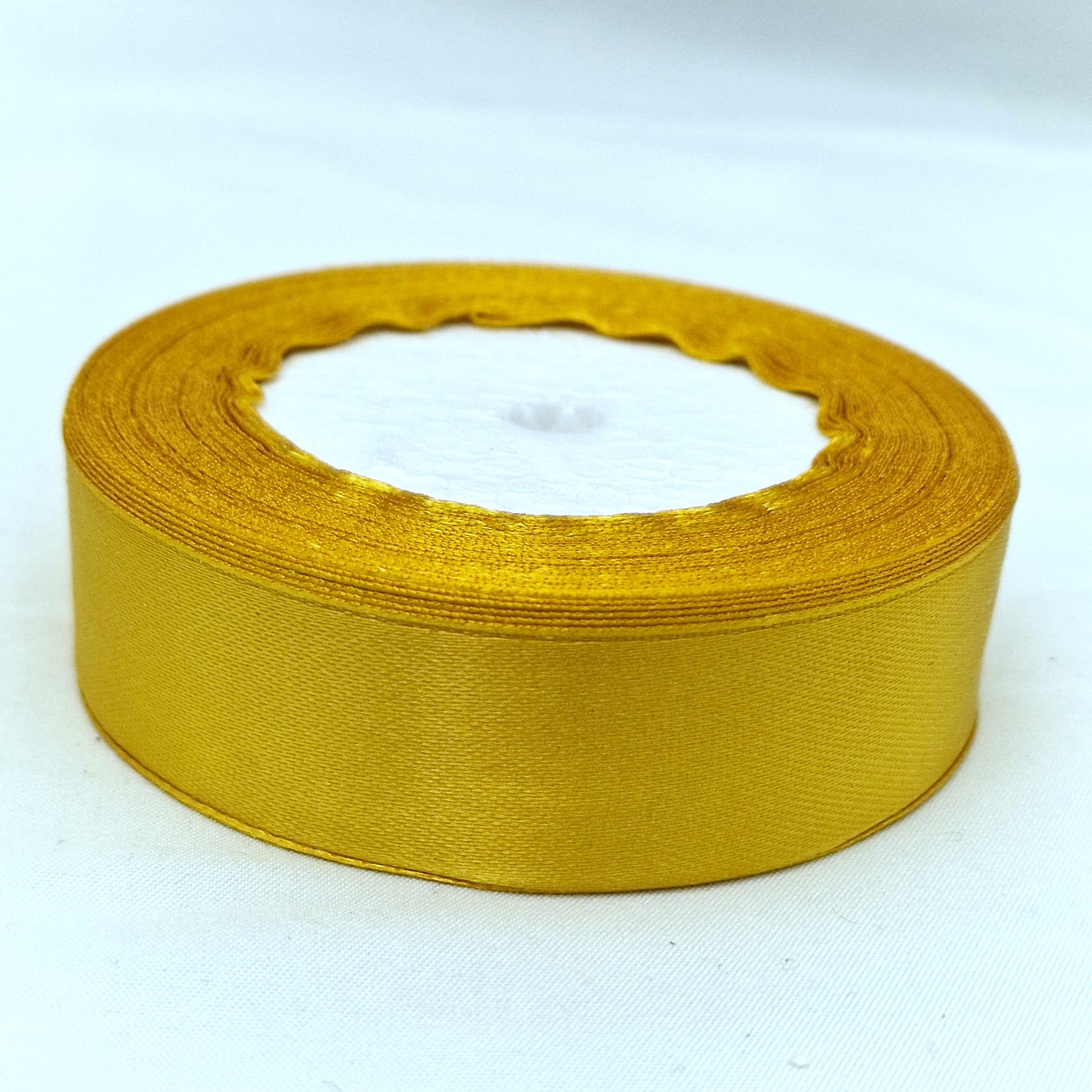 MajorCrafts 25mm 22metres Honey Gold Single Sided Satin Fabric Ribbon Roll