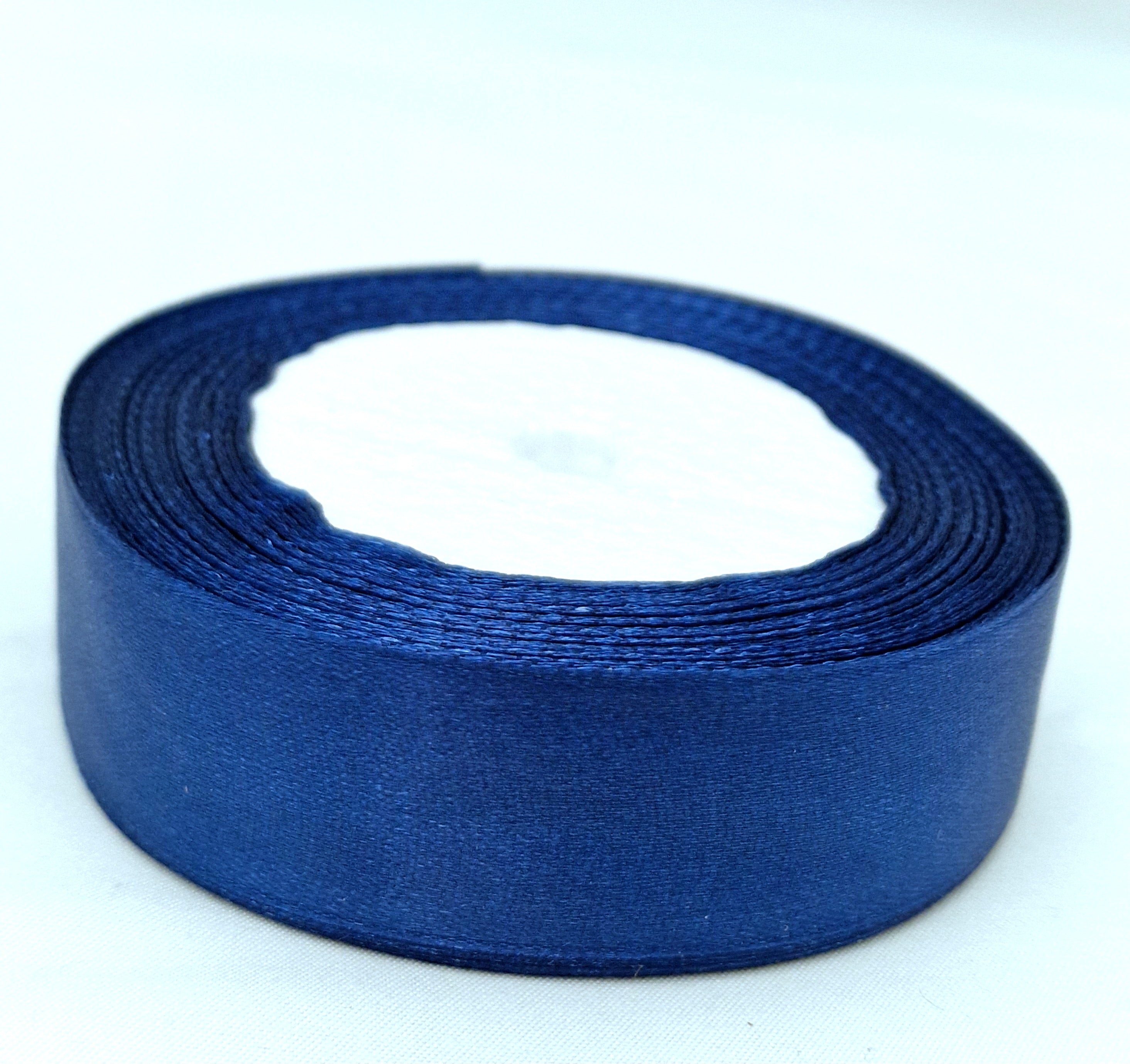 MajorCrafts 25mm 22metres Navy Blue Single Sided Satin Fabric Ribbon Roll