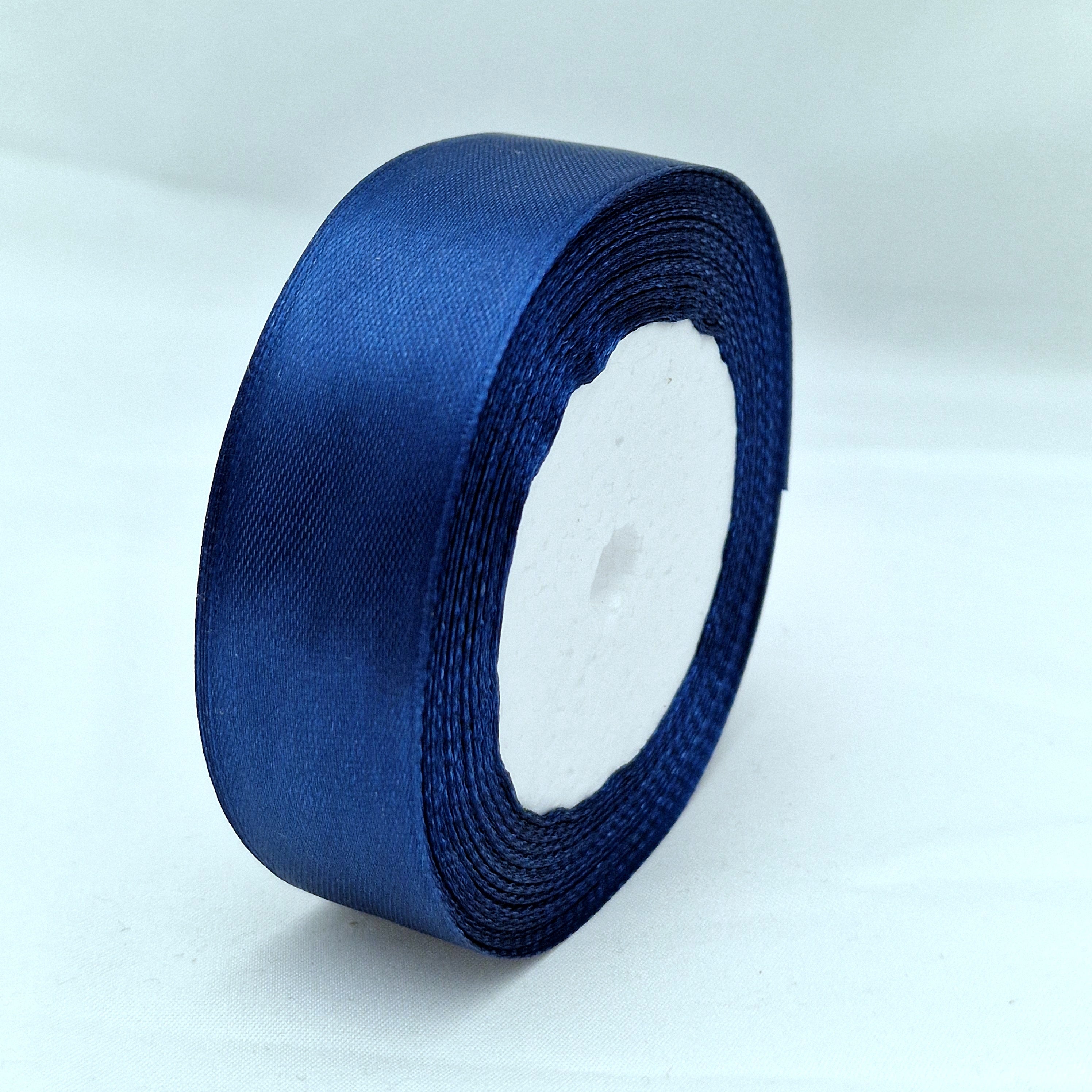 MajorCrafts 25mm 22metres Navy Blue Single Sided Satin Fabric Ribbon Roll