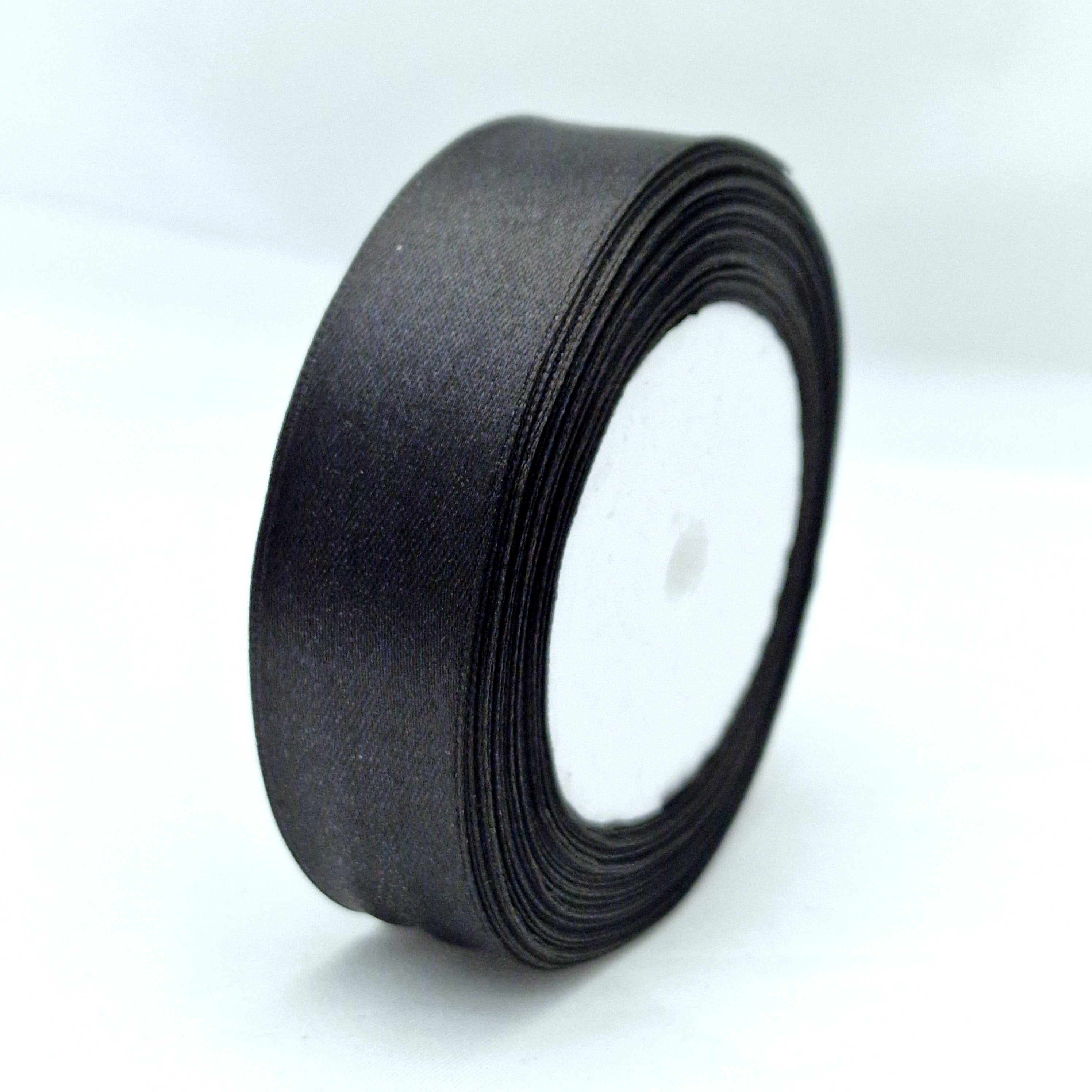 MajorCrafts 25mm 22metres Black Single Sided Satin Fabric Ribbon Roll