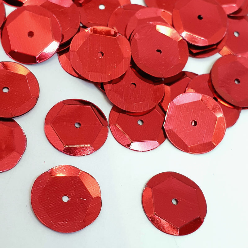 MajorCrafts 40grams 12mm Ruby Red Round Sew-On Cup Sequins Q03