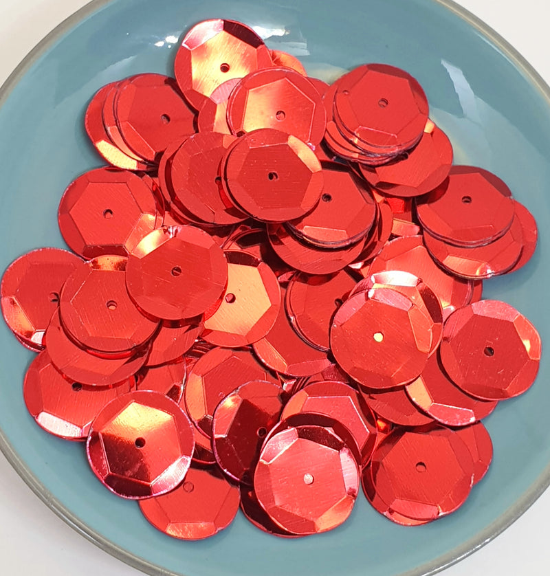 MajorCrafts 40grams 12mm Ruby Red Round Sew-On Cup Sequins Q03