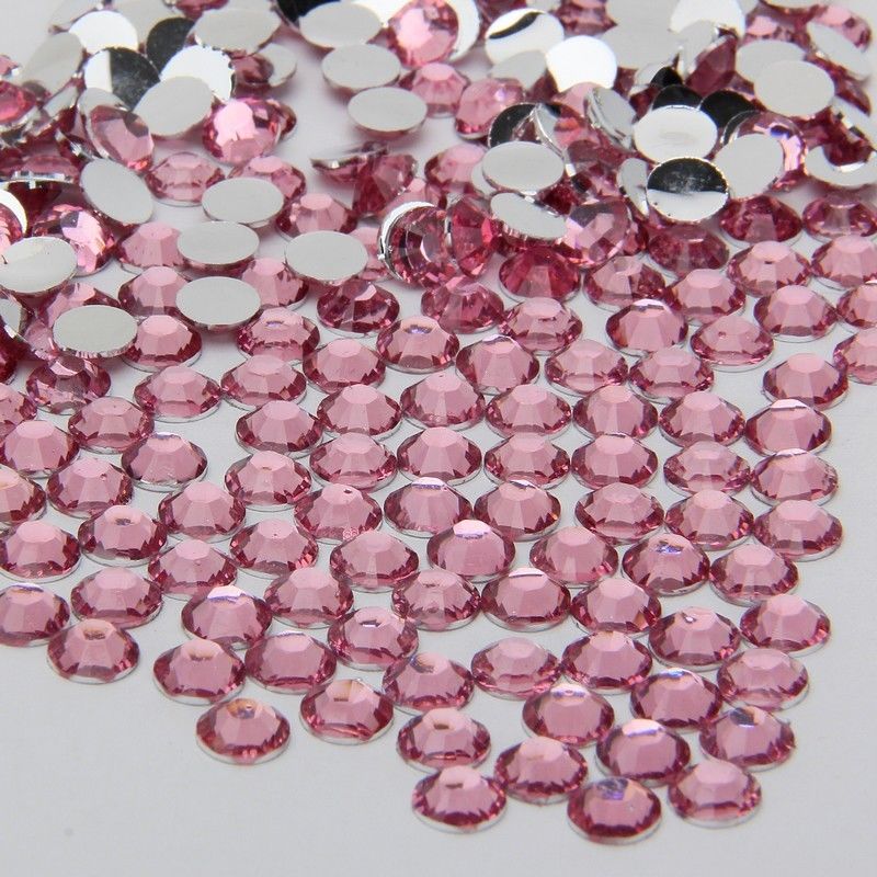 MajorCrafts Light Pink Flat Back Round 14 Facets Resin Rhinestones C04