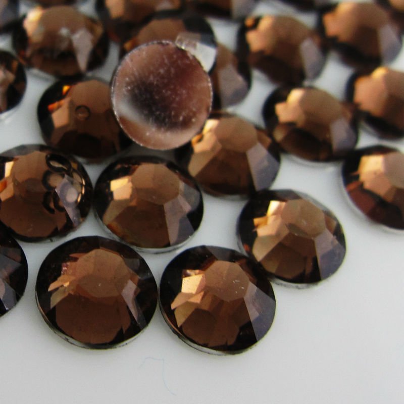 MajorCrafts Dark Brown Flat Back Round 14 Facets Resin Rhinestones C40