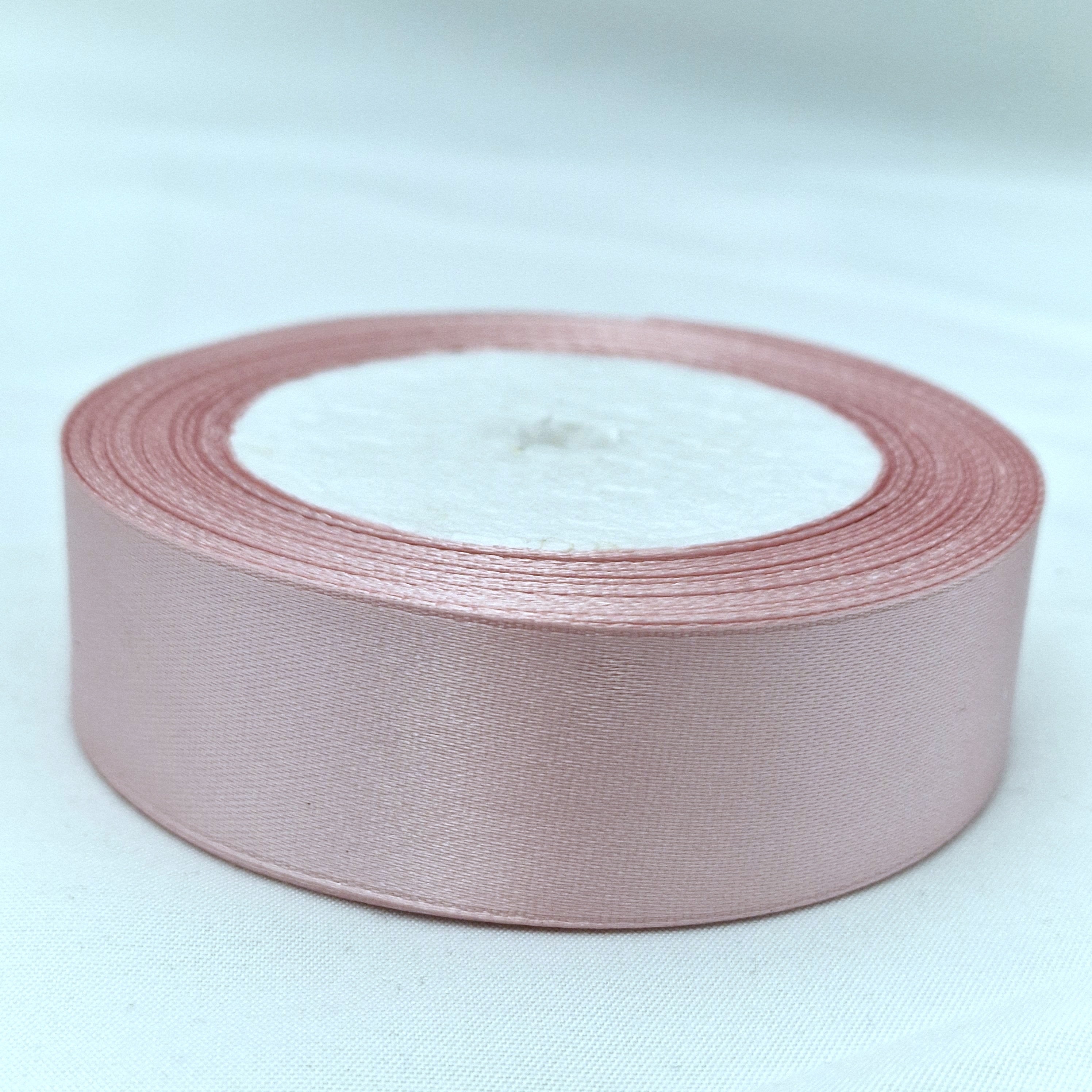 MajorCrafts 25mm 22metres Crepe Pink Single Sided Satin Fabric Ribbon Roll