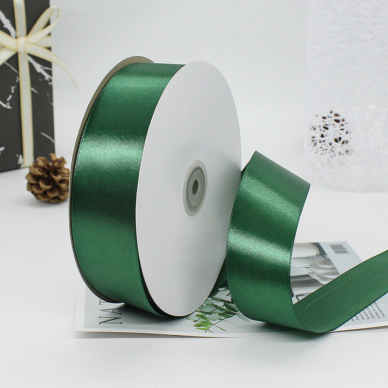 MajorCrafts 40mm 100yds 91mtrs Dark Green Satin Fabric Ribbon Roll R49