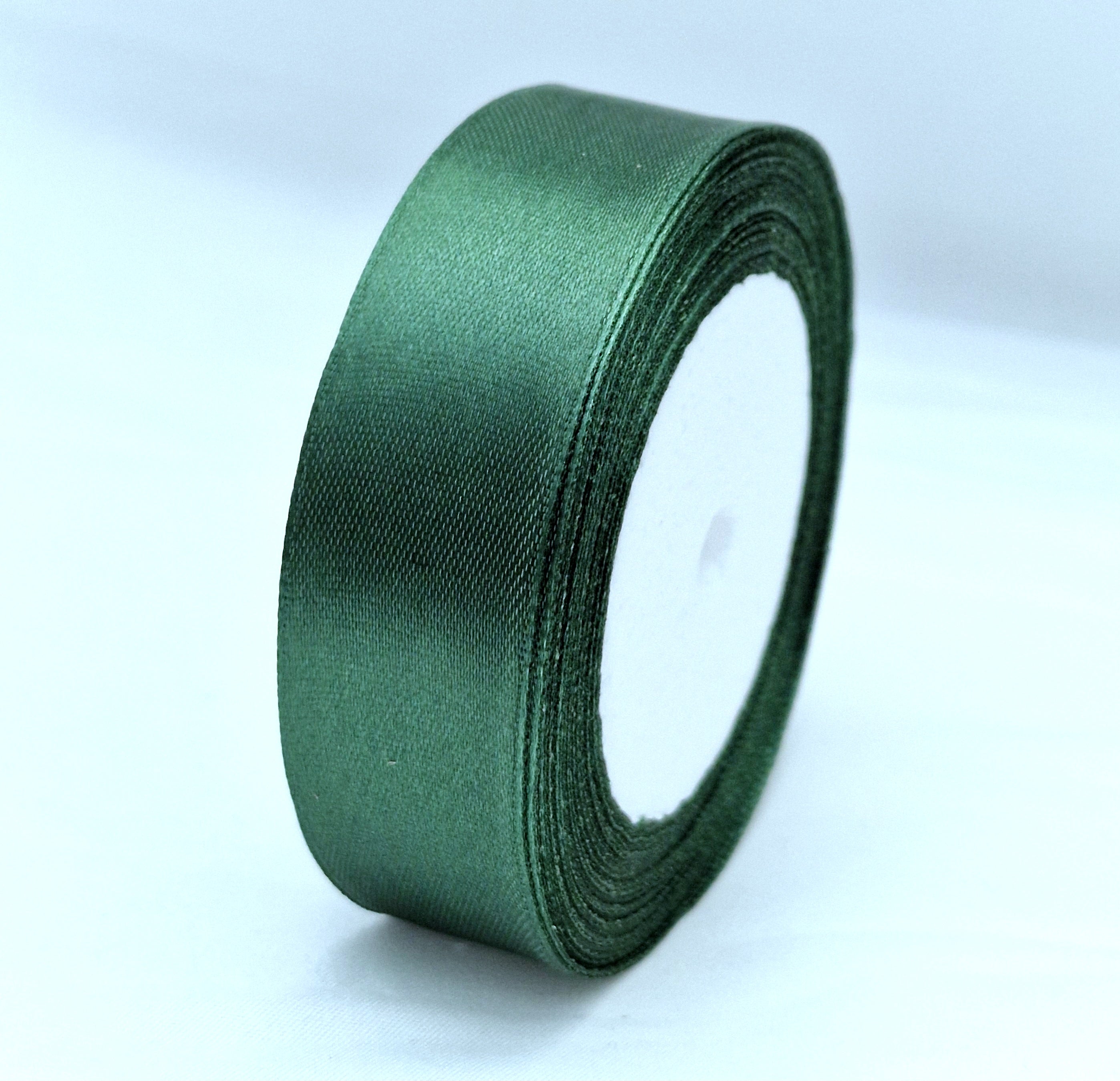 MajorCrafts 25mm 22metres Dark Green Single Sided Satin Fabric Ribbon Roll