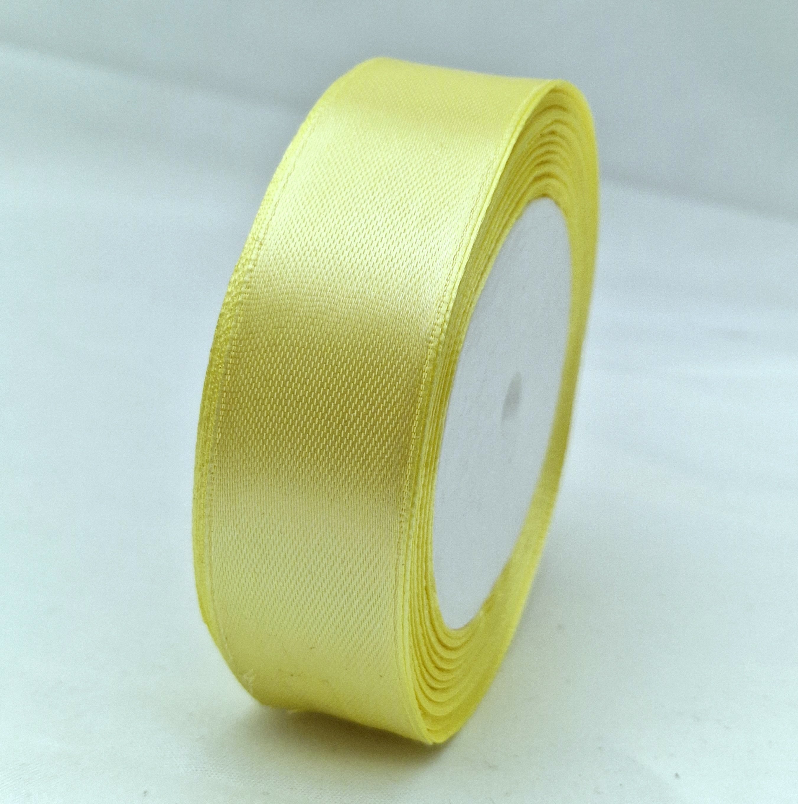 MajorCrafts 25mm 22metres Butter Yellow Single Sided Satin Fabric Ribbon Roll