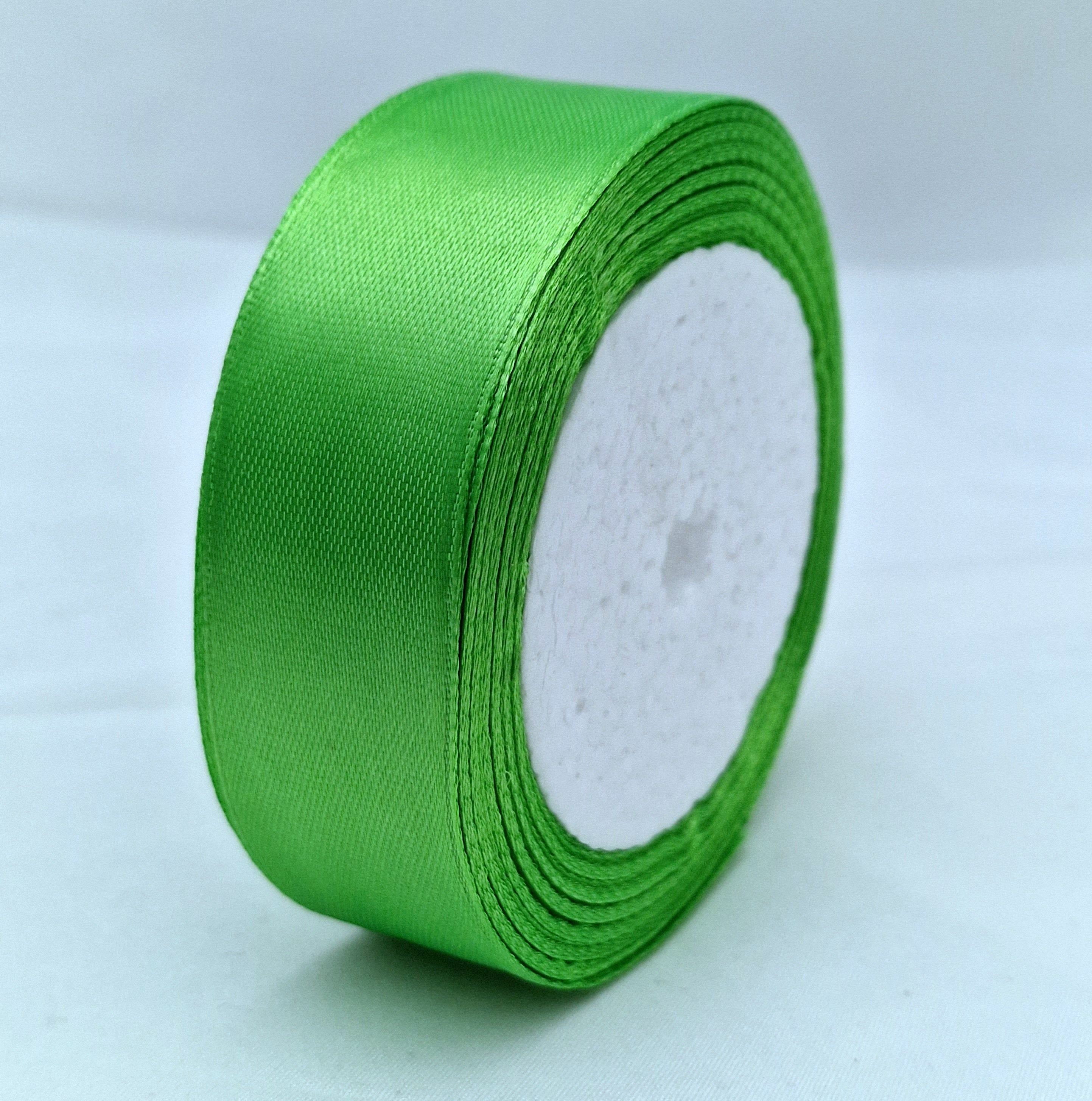 MajorCrafts 25mm 22metres Bright Green Single Sided Satin Fabric Ribbon Roll