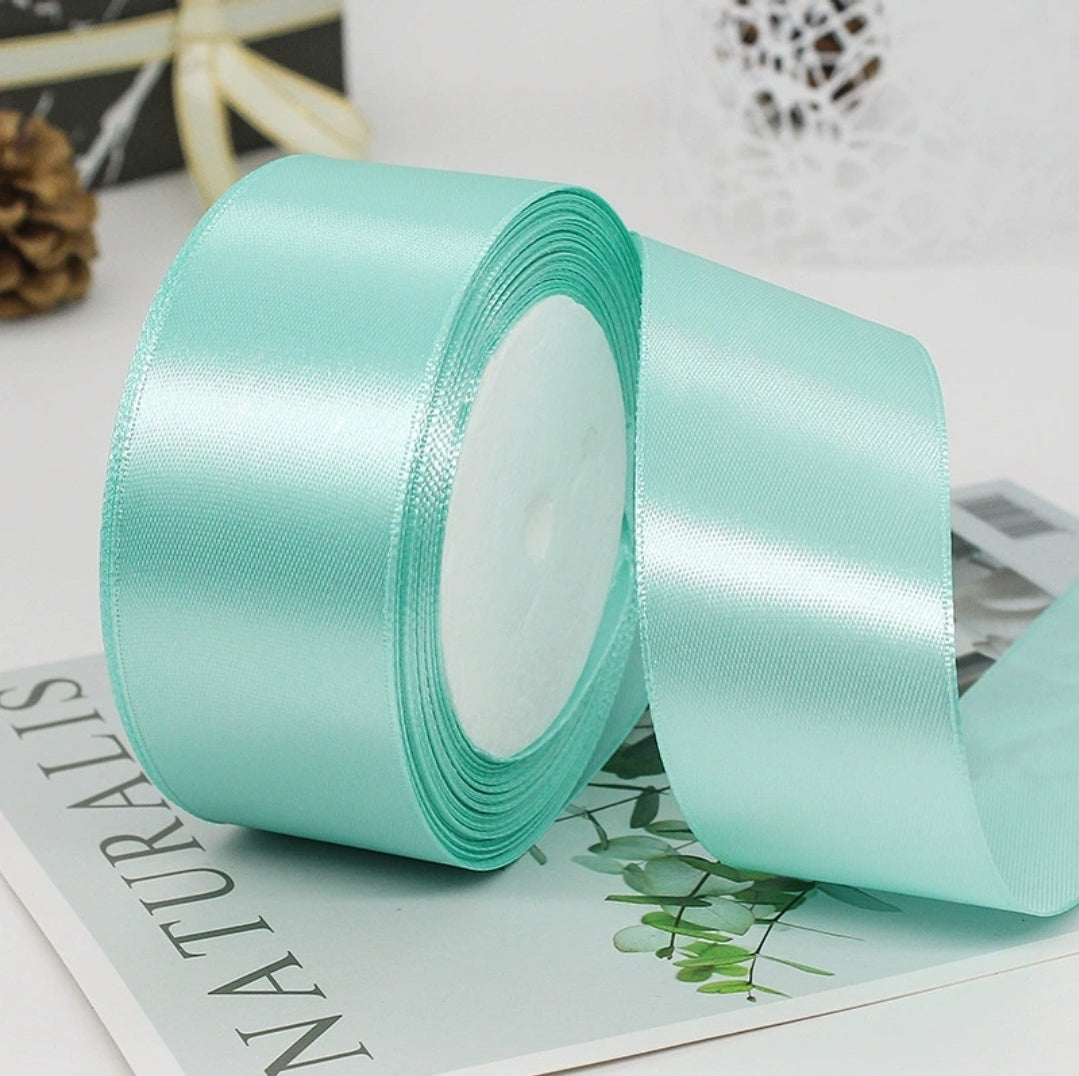MajorCrafts 40mm 22metres Turquoise Blue Single Sided Satin Fabric Ribbon Roll R53