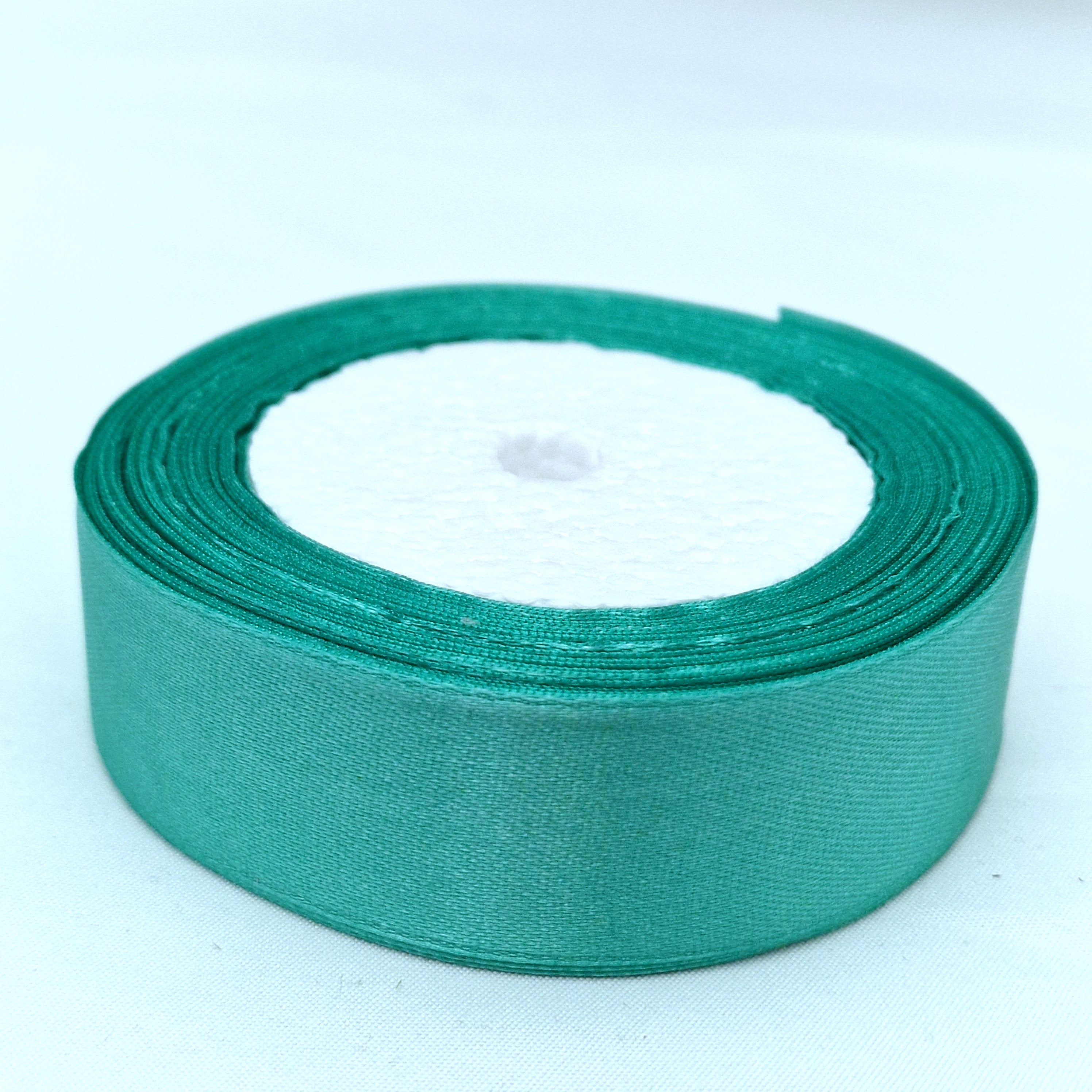 MajorCrafts 25mm 22metres Dynasty Green Single Sided Satin Fabric Ribbon Roll