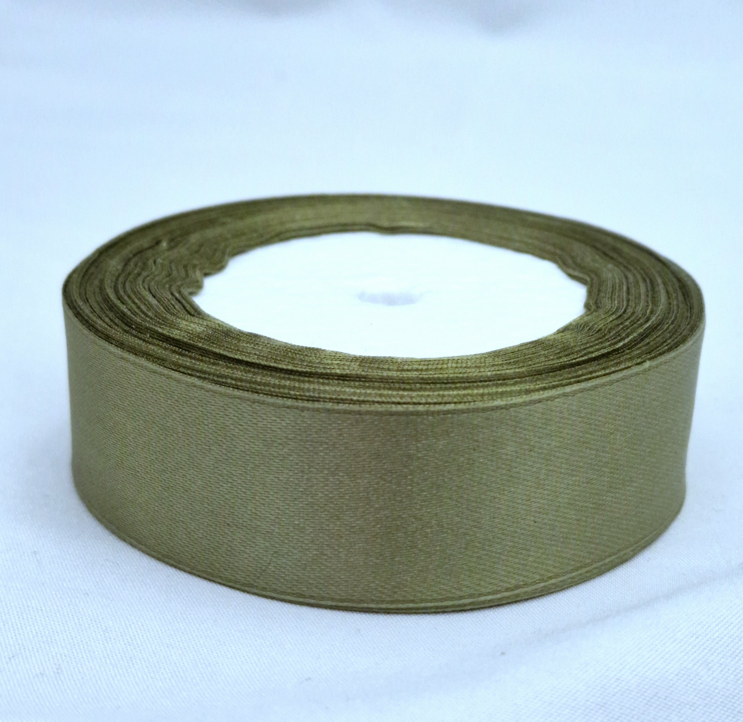 MajorCrafts 25mm 22metres Hazel Green Single Sided Satin Fabric Ribbon Roll