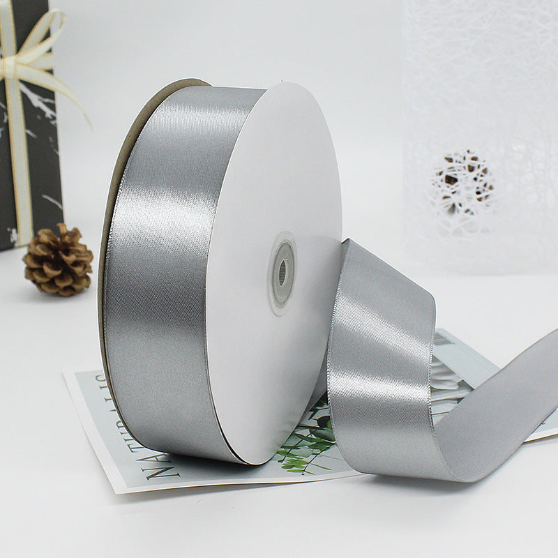 MajorCrafts 40mm 100yds 91mtrs Light Grey Satin Fabric Ribbon Roll R59