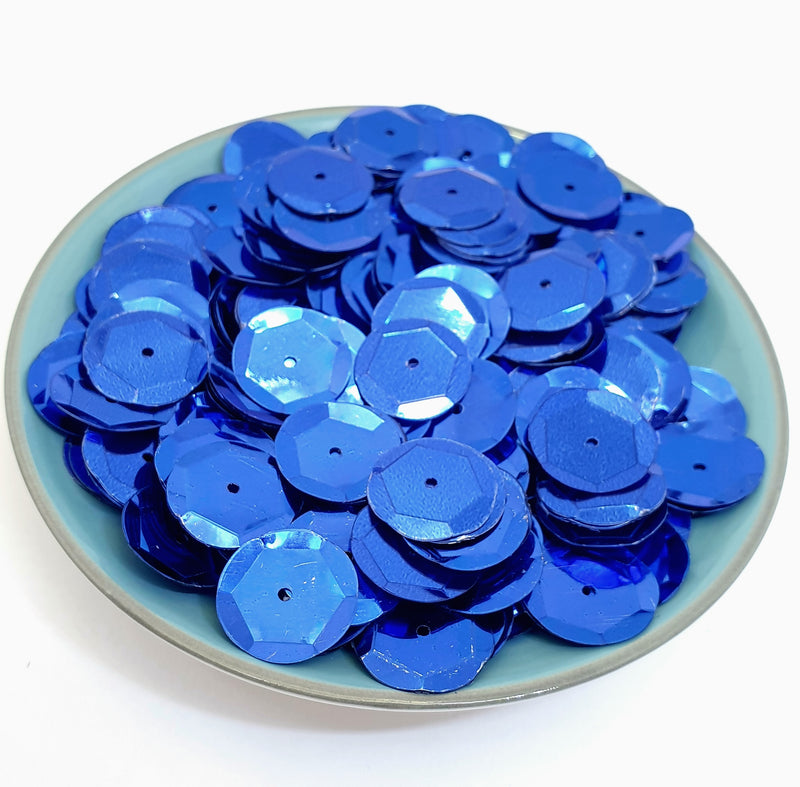 MajorCrafts 40grams 12mm Dark Blue Round Sew-On Cup Sequins Q05