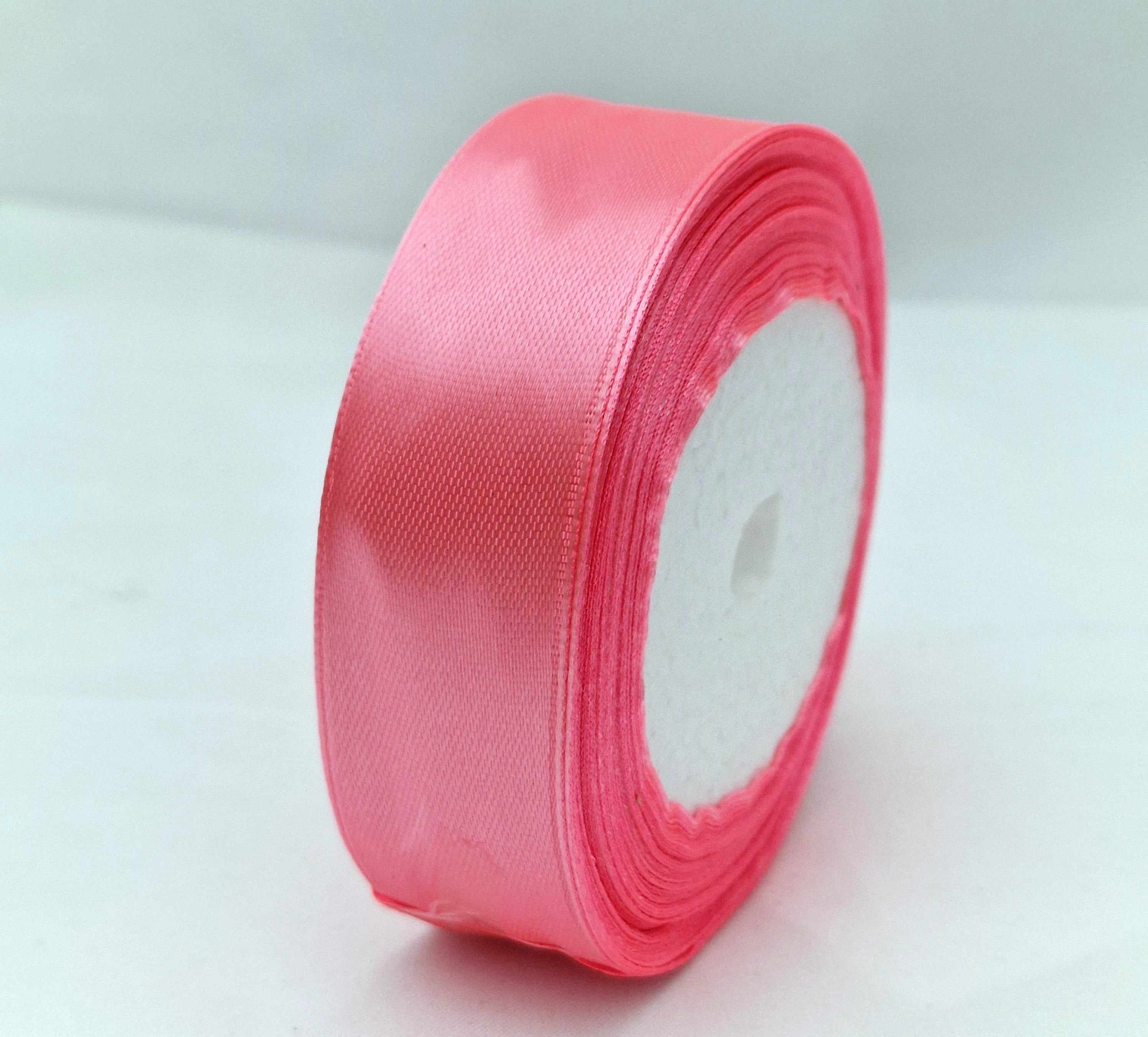 MajorCrafts 25mm 22metres Taffy Pink Single Sided Satin Fabric Ribbon Roll