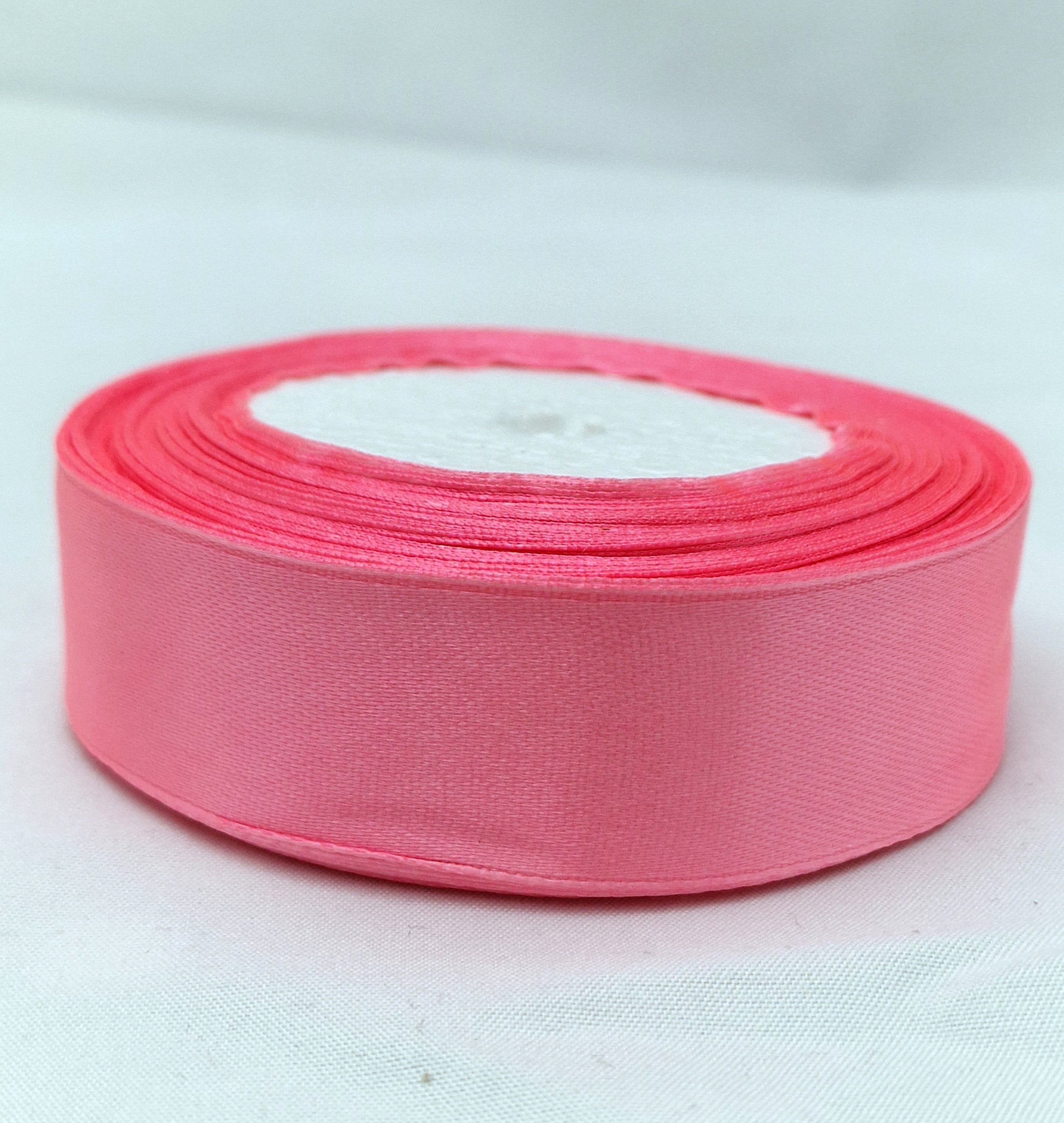 MajorCrafts 25mm 22metres Taffy Pink Single Sided Satin Fabric Ribbon Roll