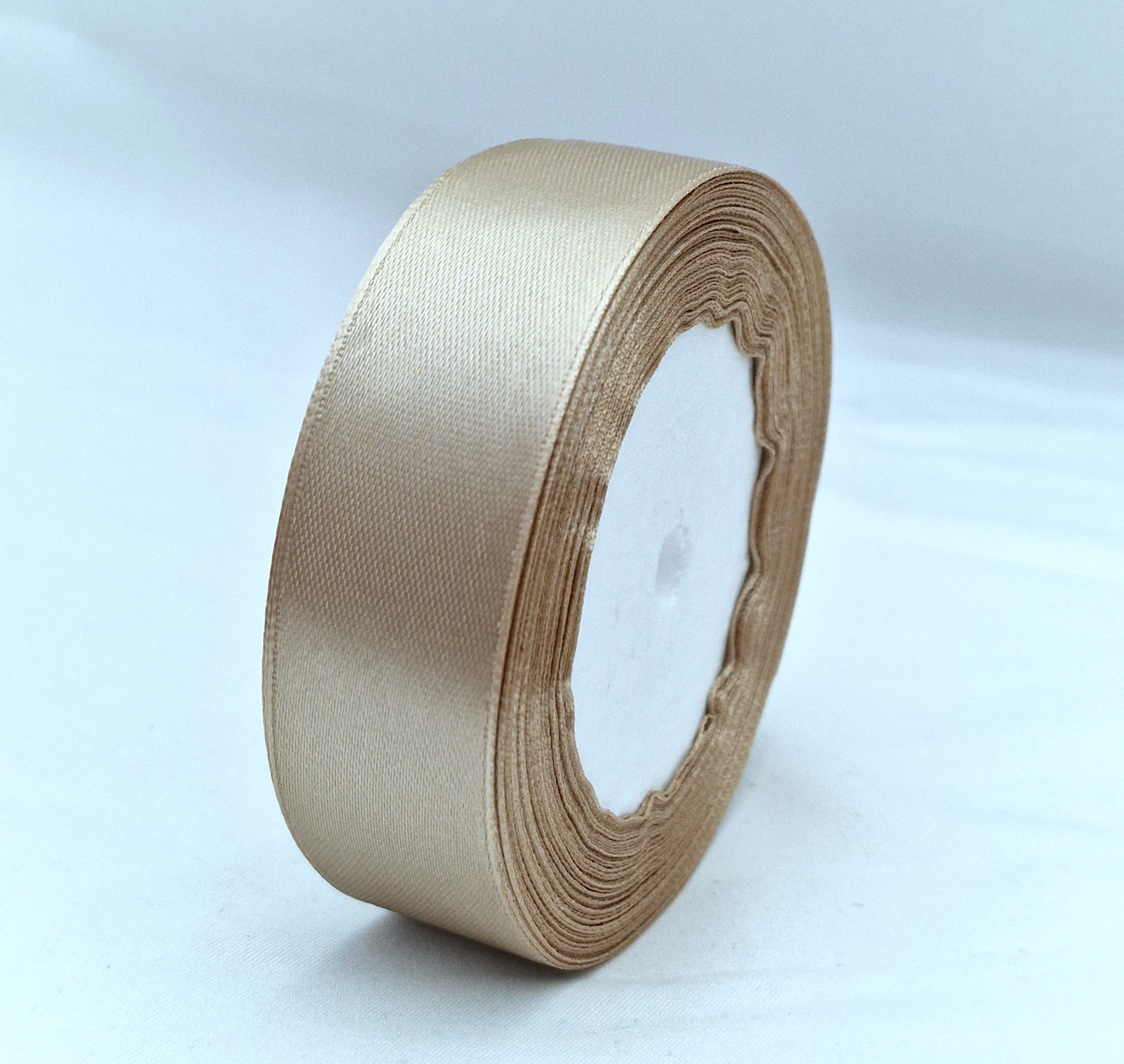 MajorCrafts 25mm 22metres Wheat Brown Single Sided Satin Fabric Ribbon Roll