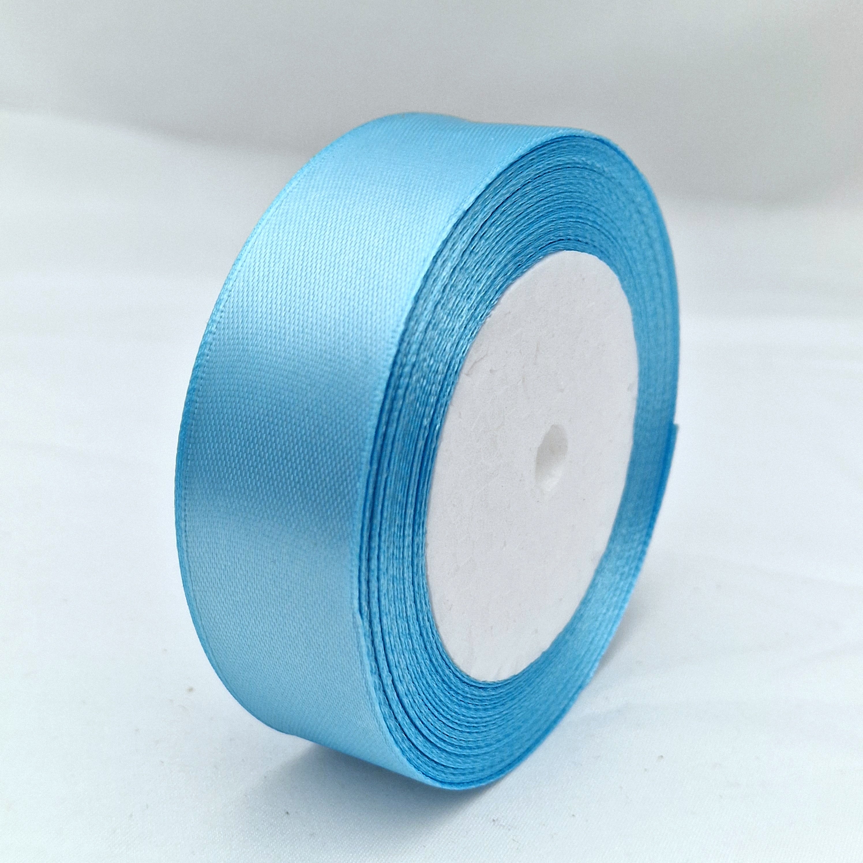 MajorCrafts 25mm 22metres Carolina Blue Single Sided Satin Fabric Ribbon Roll