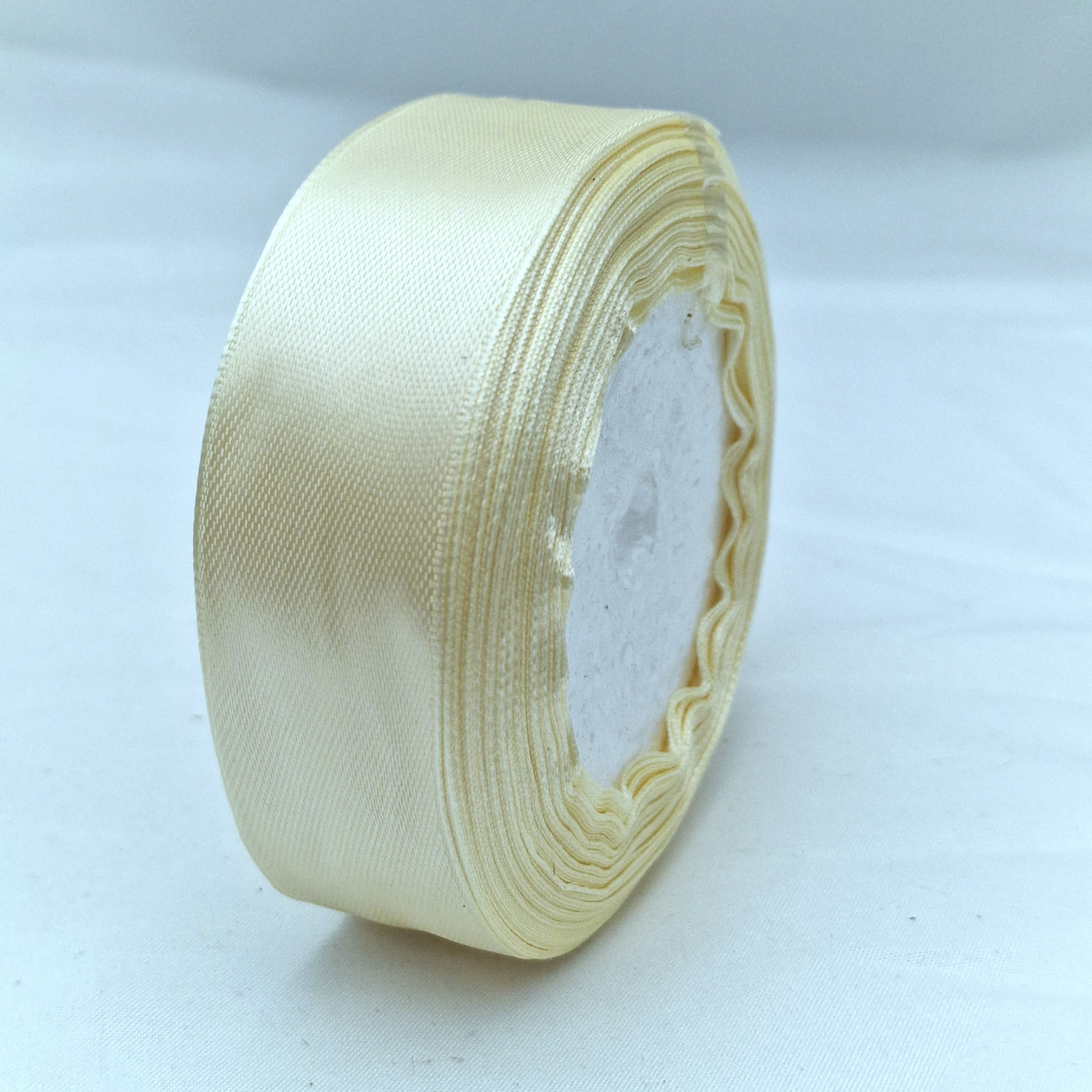 MajorCrafts 25mm 22metres Linen Cream Single Sided Satin Fabric Ribbon Roll