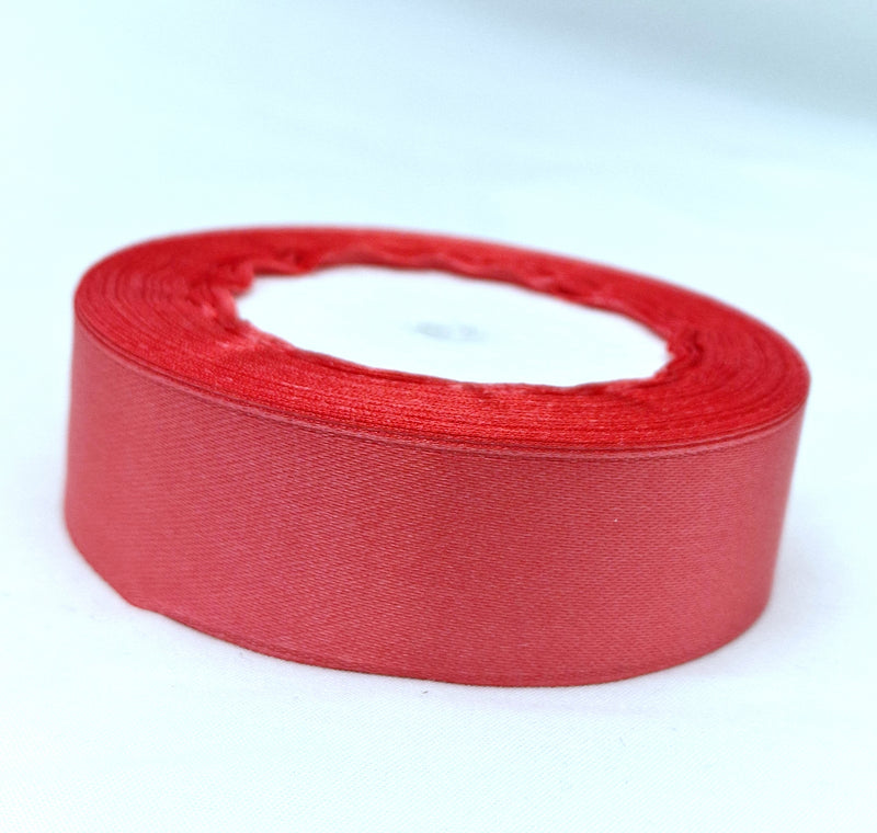 MajorCrafts 25mm 22metres Watermelon Pink Single Sided Satin Fabric Ribbon Roll
