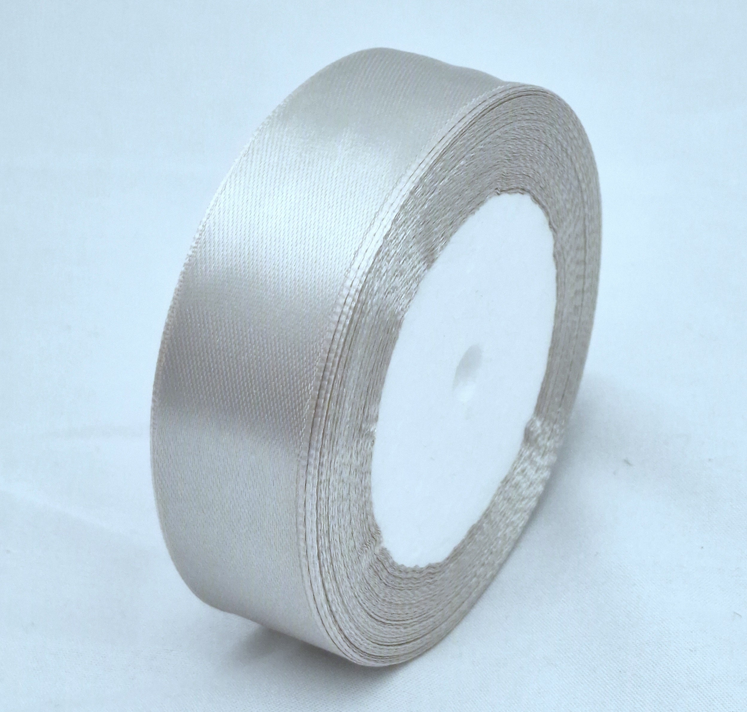 MajorCrafts 25mm 22metres Steel Grey Single Sided Satin Fabric Ribbon Roll