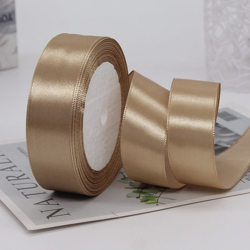 MajorCrafts 25mm 22metres Clay Brown Single Sided Satin Fabric Ribbon Roll R67