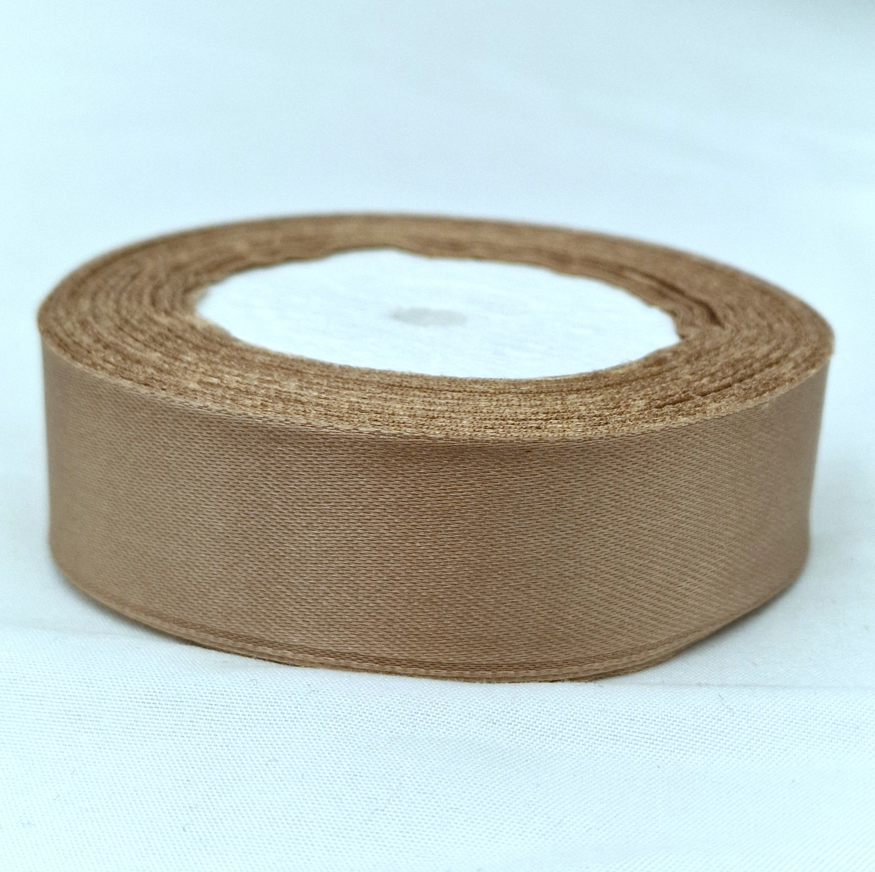 MajorCrafts 25mm 22metres Clay Brown Single Sided Satin Fabric Ribbon Roll
