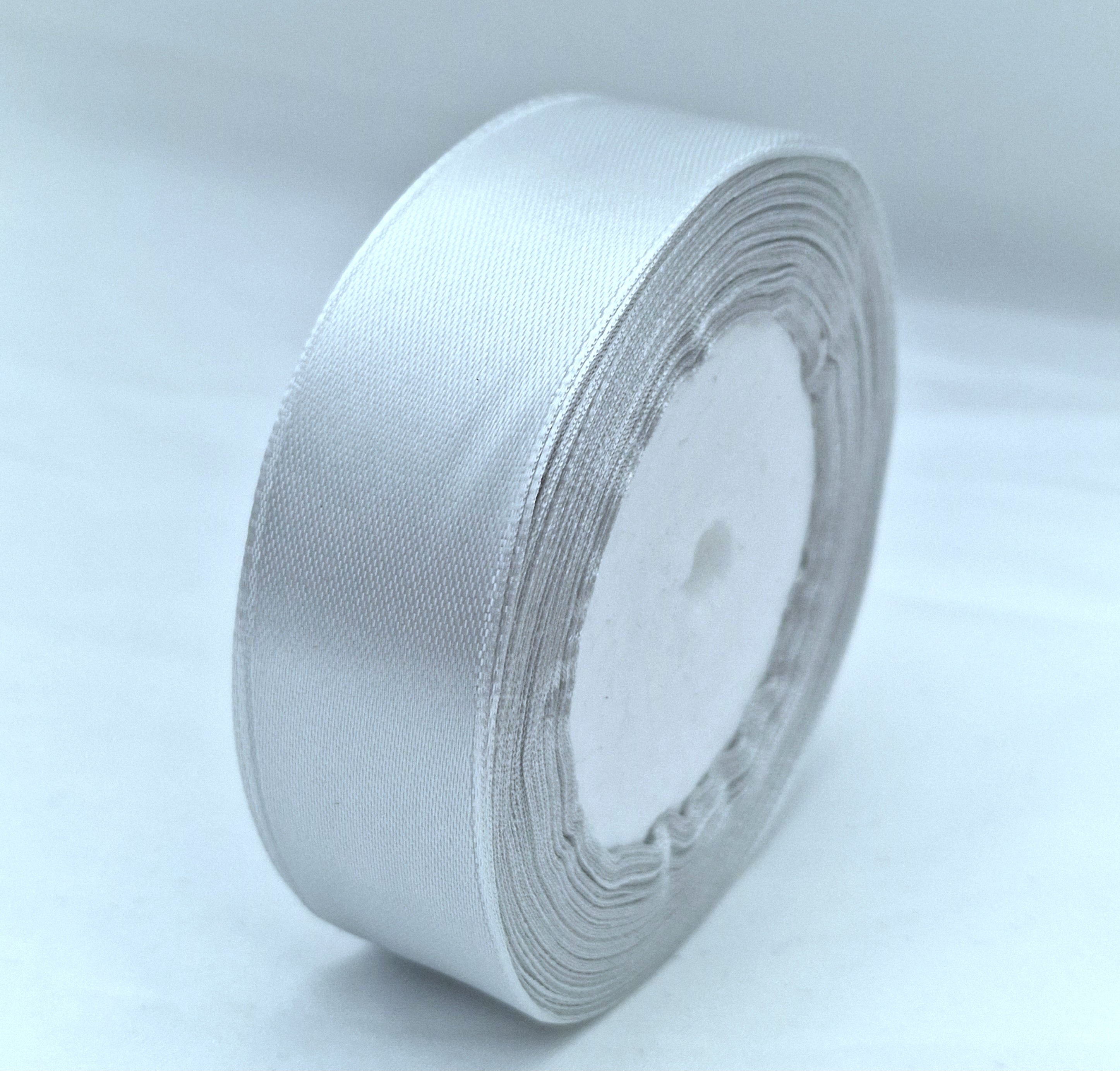 MajorCrafts 25mm 22metres Silver Sand Grey Single Sided Satin Fabric Ribbon Roll