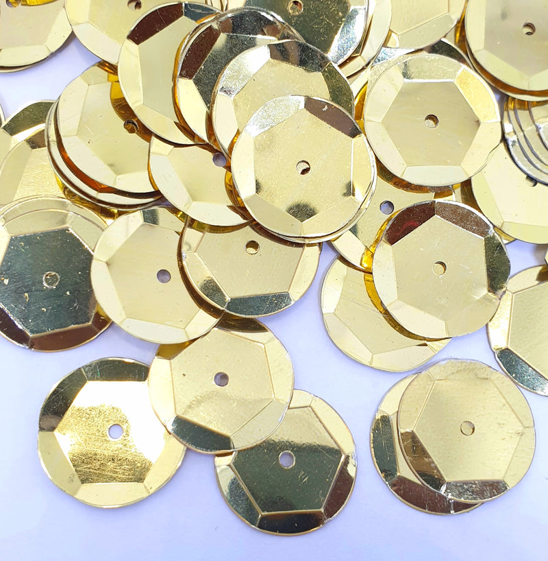 MajorCrafts 40grams 12mm Metallic Gold Round Sew-On Cup Sequins Q07