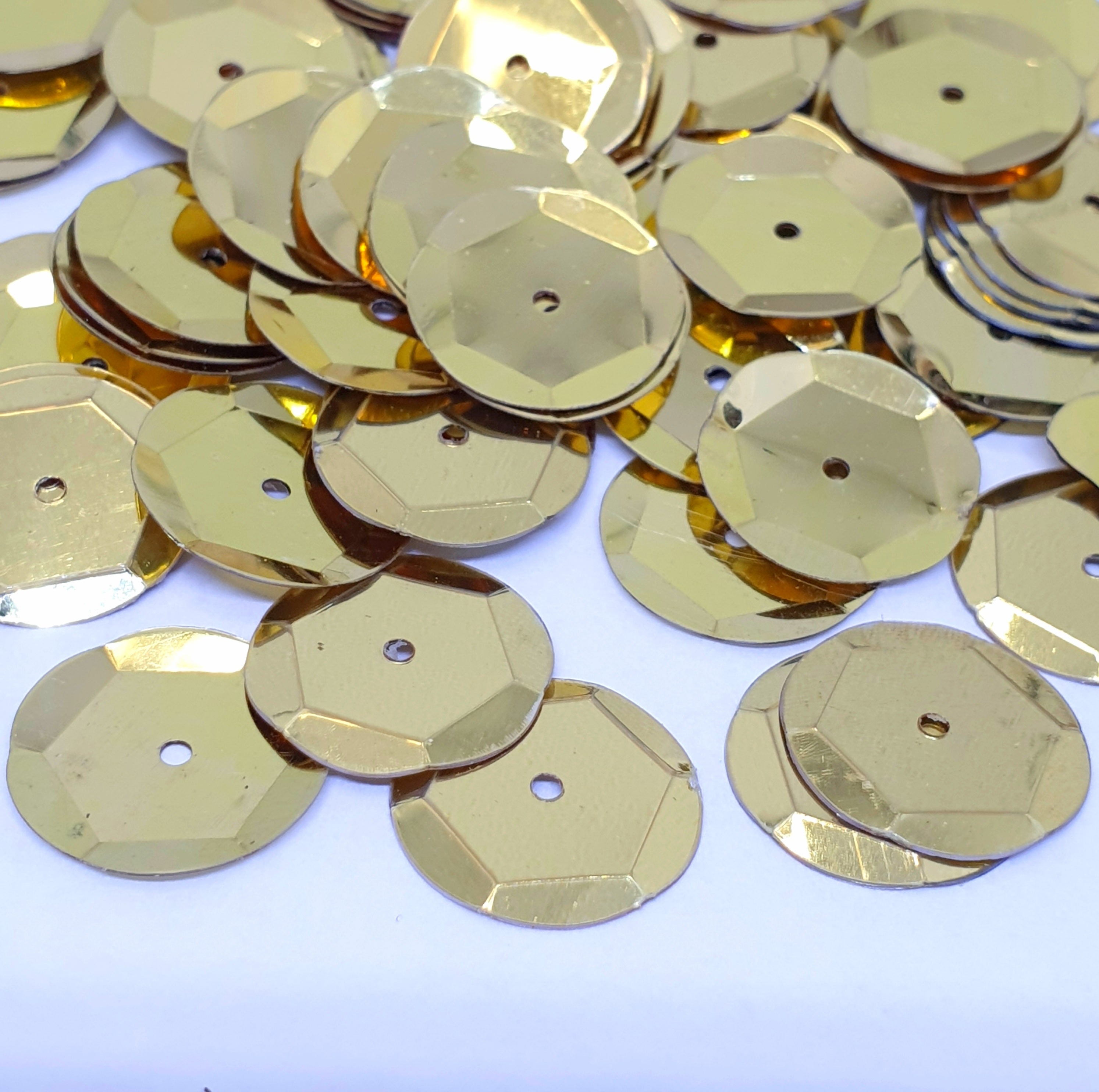 MajorCrafts 40grams 12mm Metallic Gold Round Sew-On Cup Sequins Q07