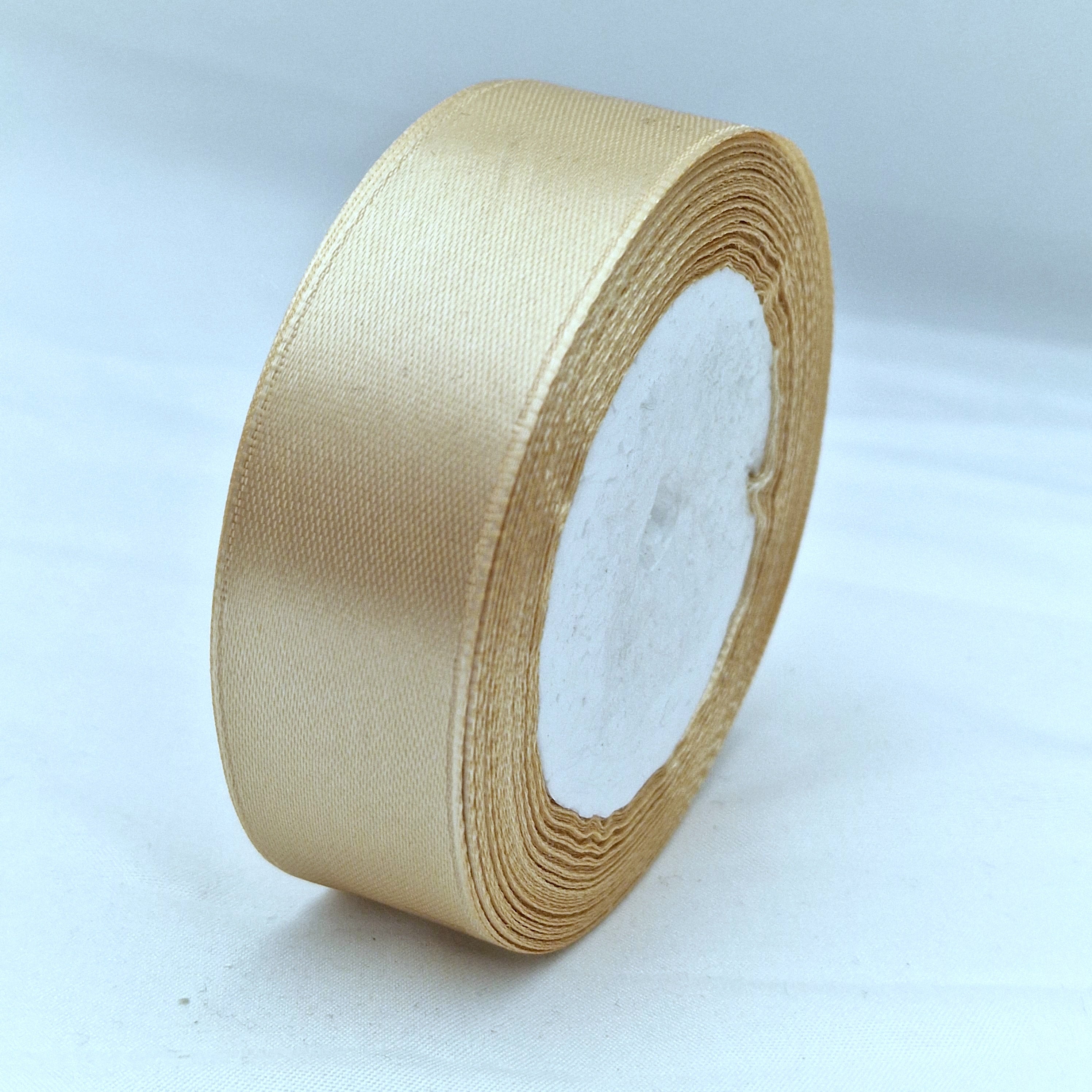 MajorCrafts 25mm 22metres Pale Brown Single Sided Satin Fabric Ribbon Roll