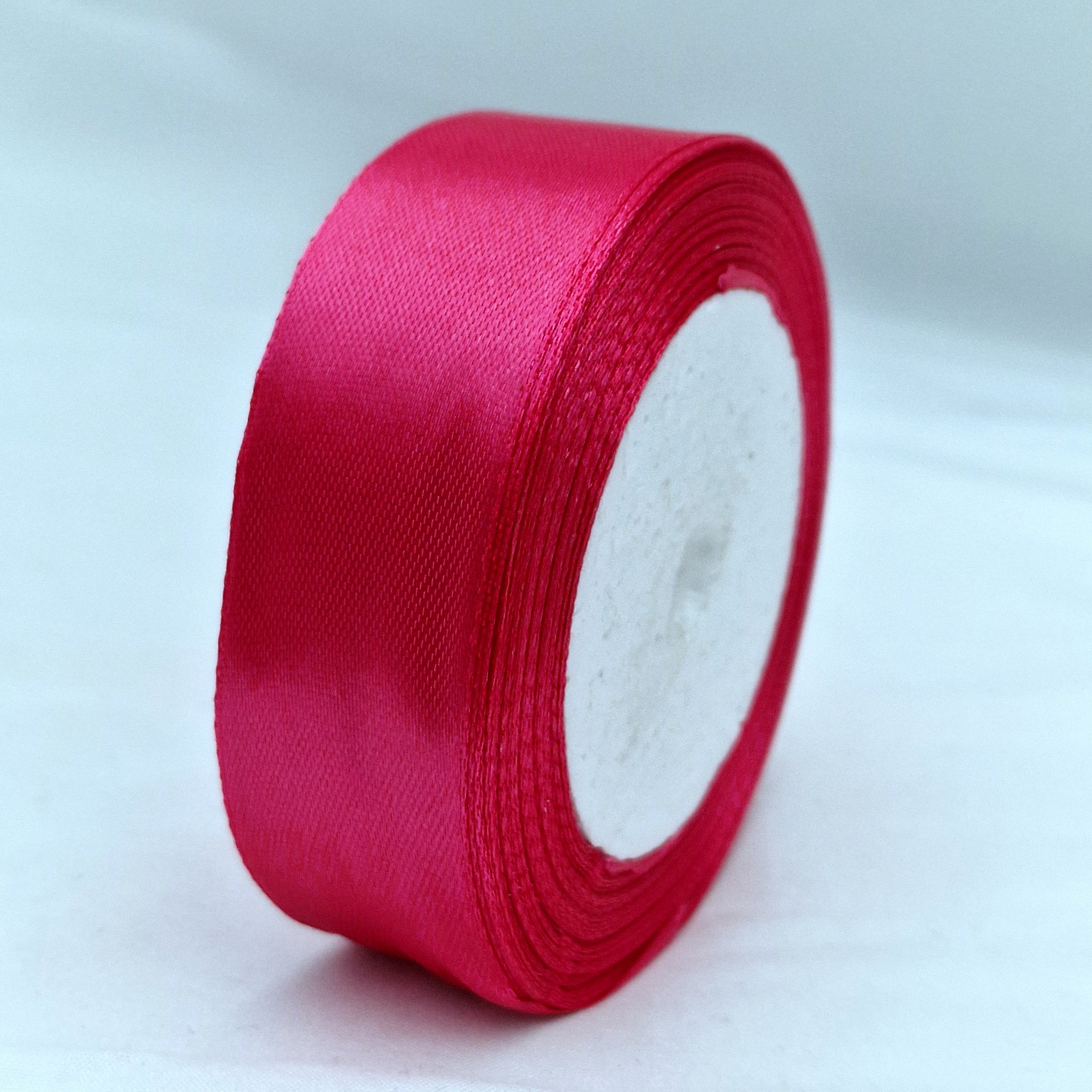 MajorCrafts 25mm 22metres Deep Pink Single Sided Satin Fabric Ribbon Roll