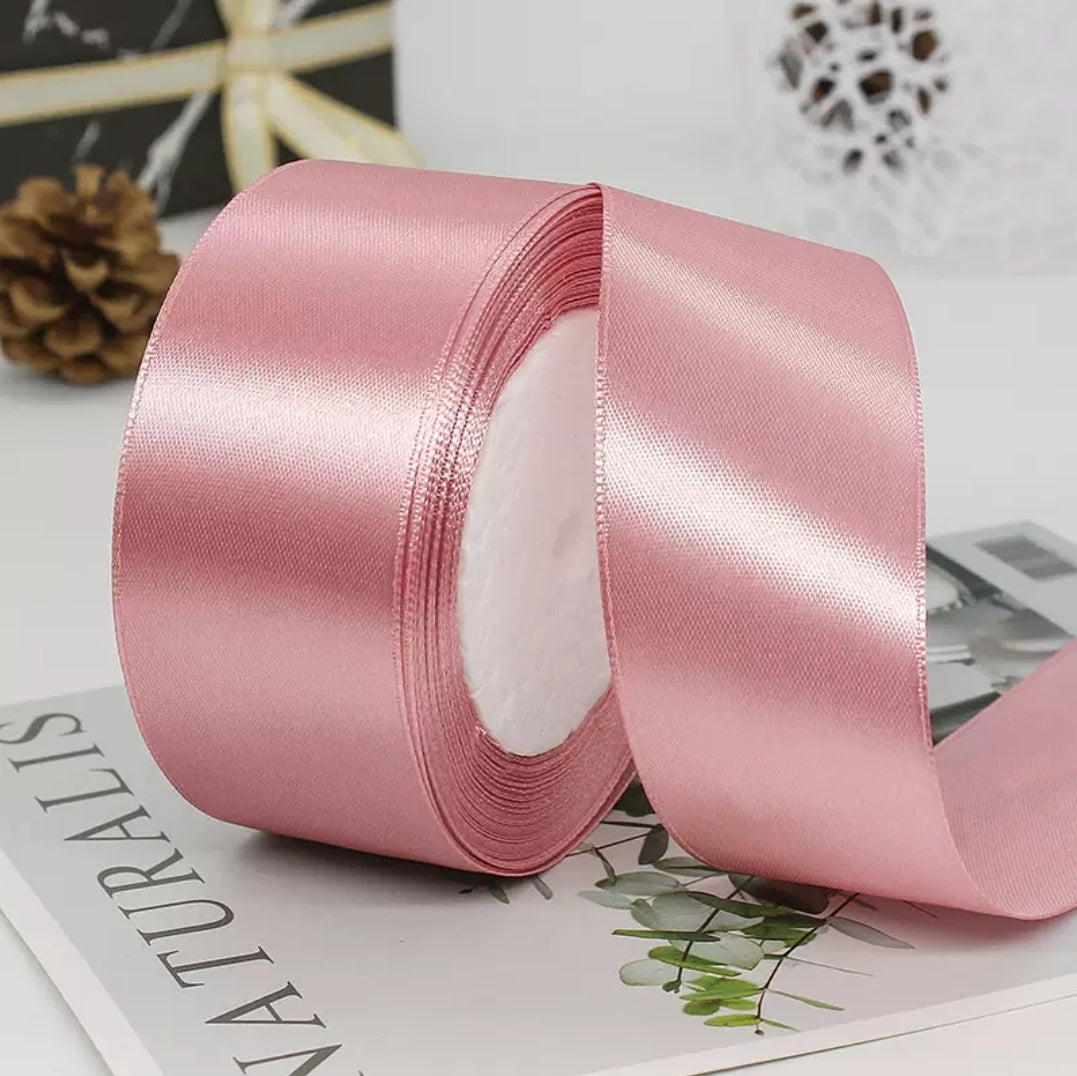 MajorCrafts 40mm 22metres Salmon Pink Single Sided Satin Fabric Ribbon Roll R75