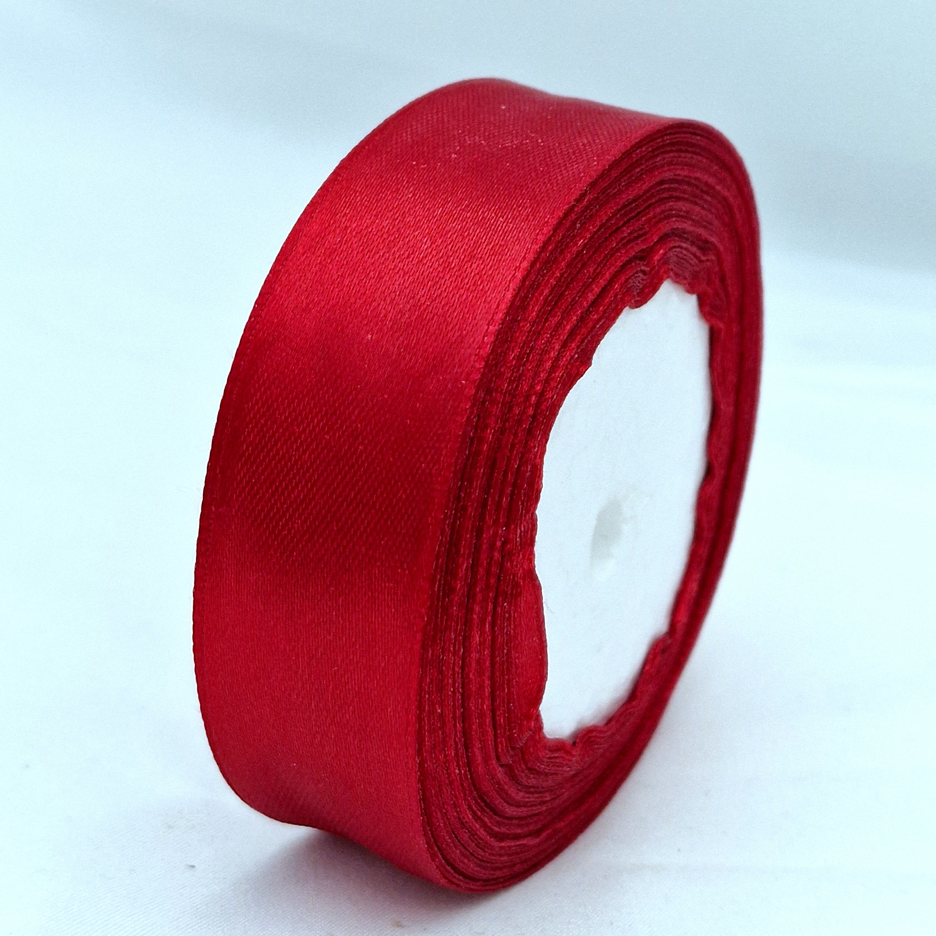 MajorCrafts 25mm 22metres Cherry Red Single Sided Satin Fabric Ribbon Roll