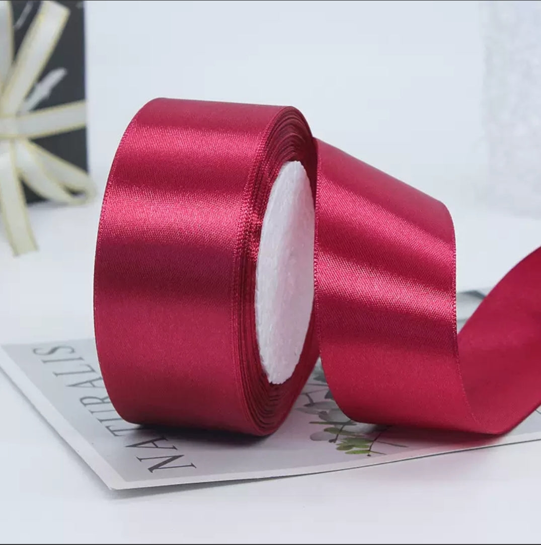 MajorCrafts 40mm 22metres Raspberry Pink Single Sided Satin Fabric Ribbon Roll R86