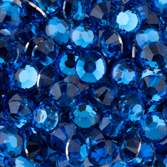 MajorCrafts Royal Blue Flat Back Round 14 Facets Resin Rhinestones C09