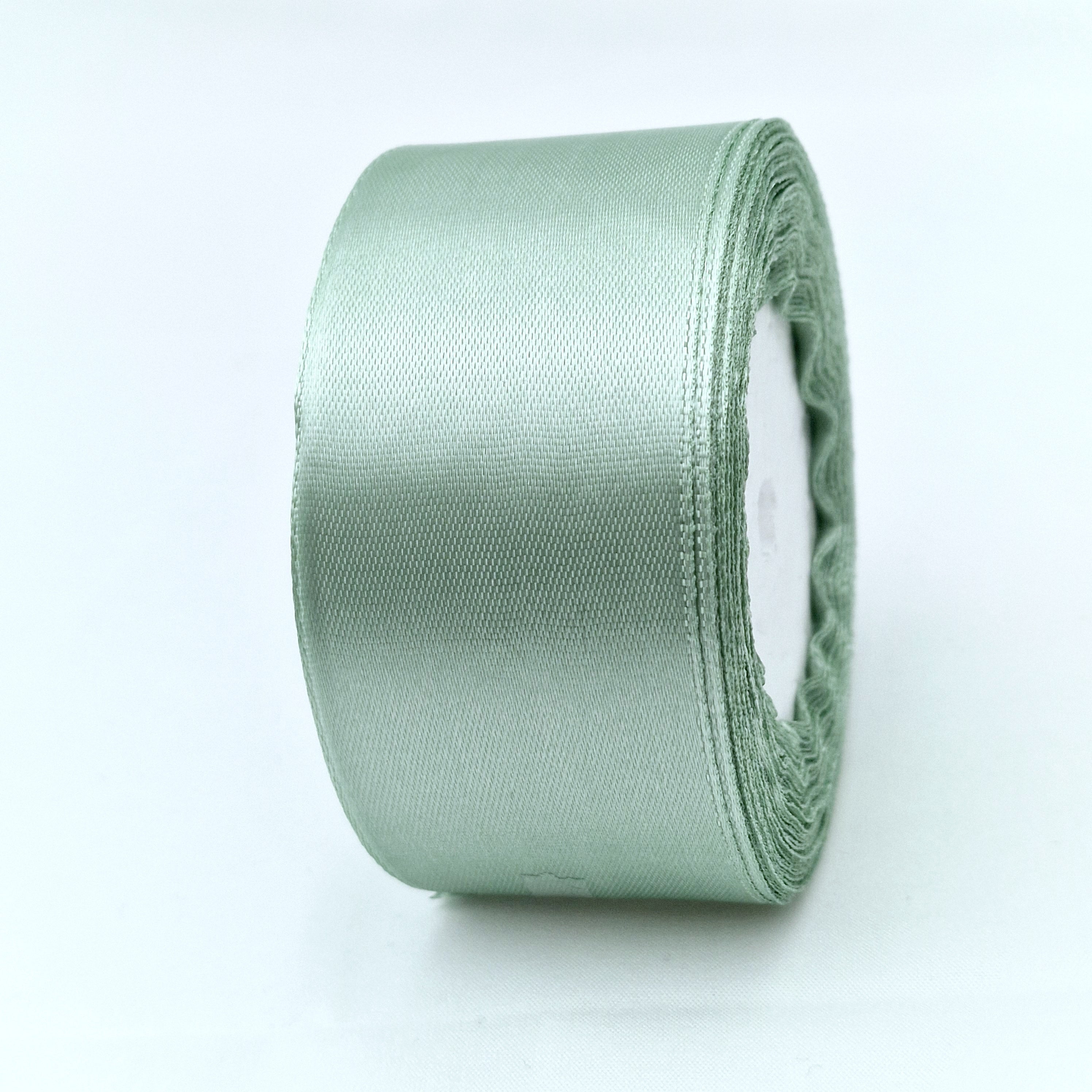MajorCrafts 40mm 22metres Laurel Green Single Sided Satin Fabric Ribbon Roll R93