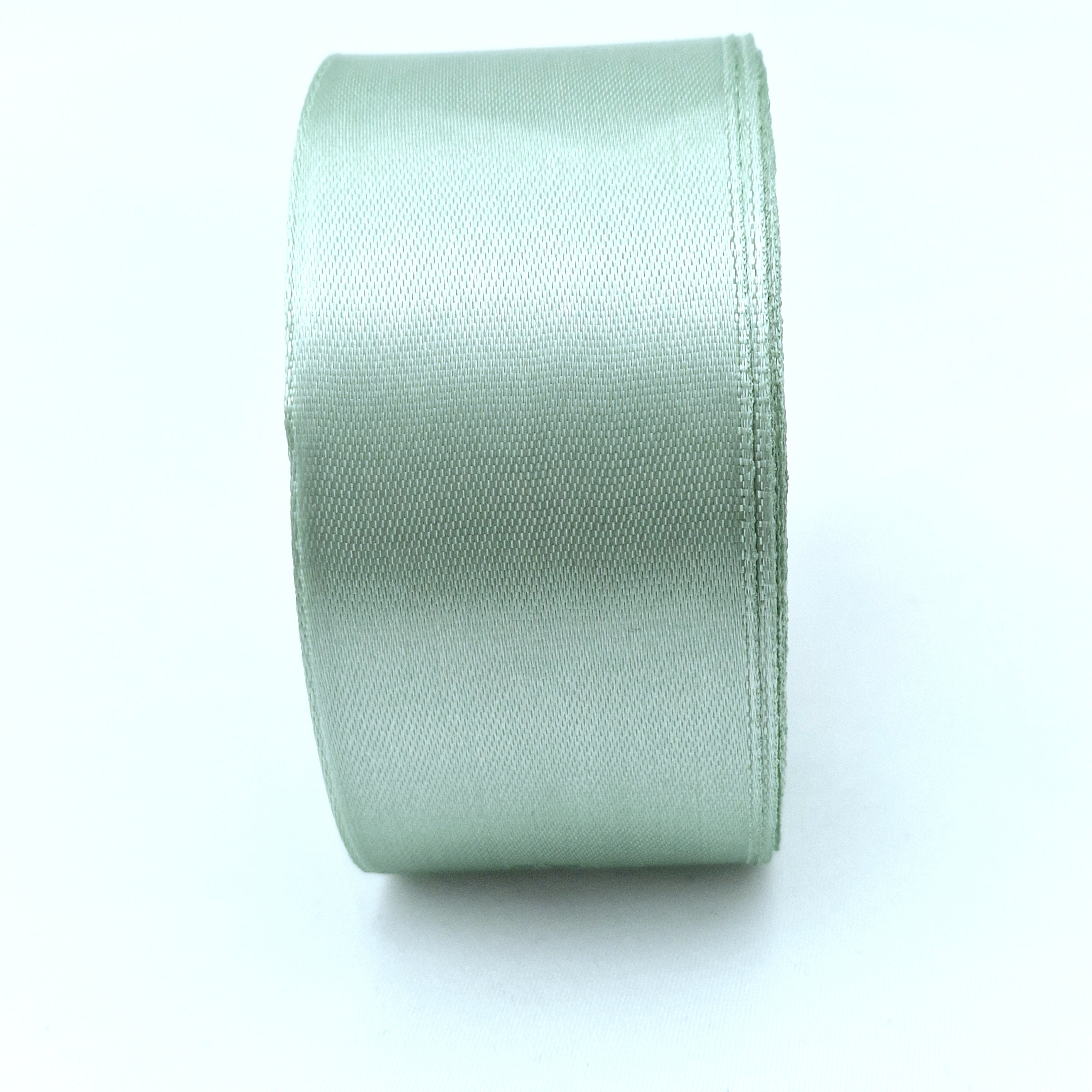 MajorCrafts 40mm 22metres Laurel Green Single Sided Satin Fabric Ribbon Roll R93