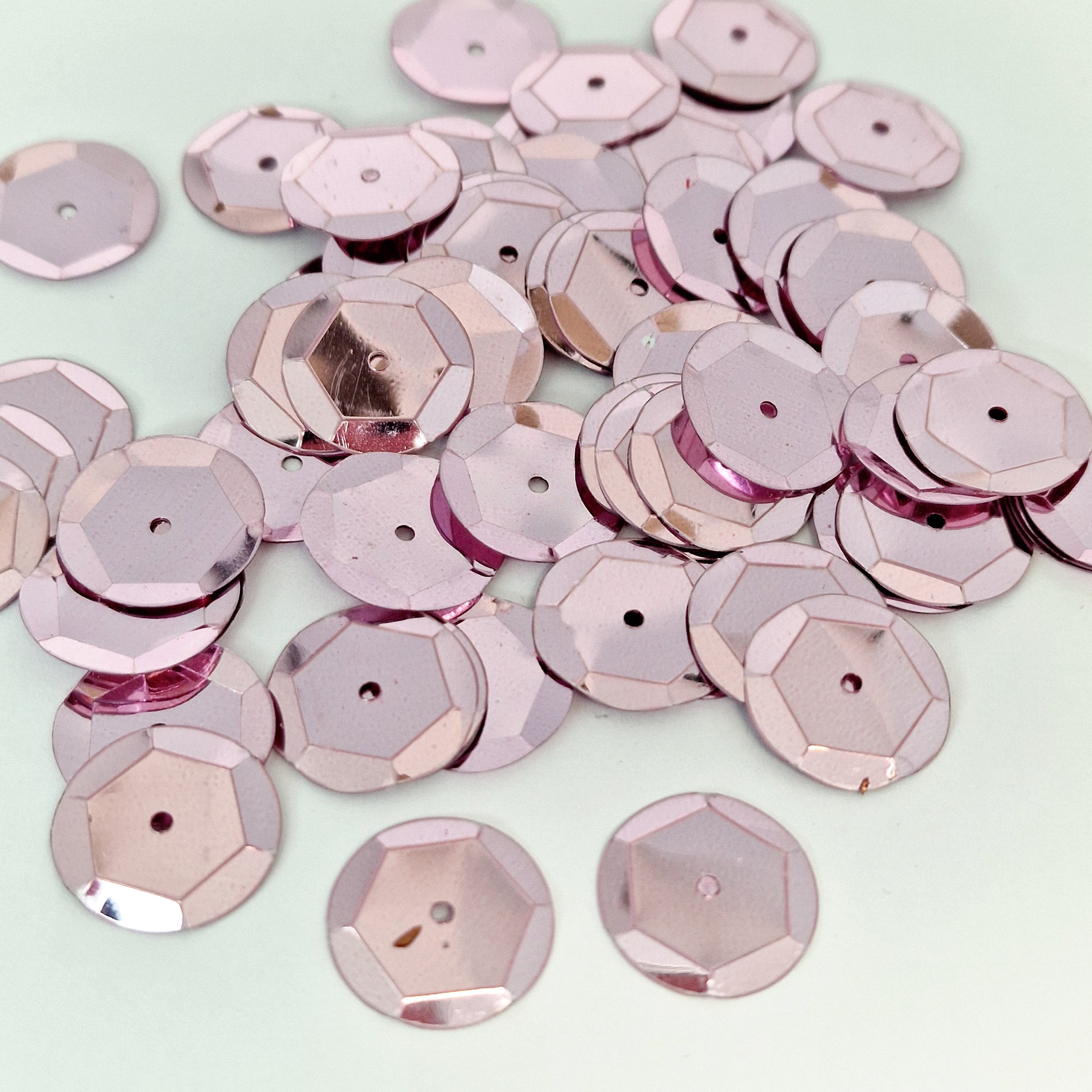 MajorCrafts 40grams 12mm Light Pink Round Sew-On Cup Sequins Q09