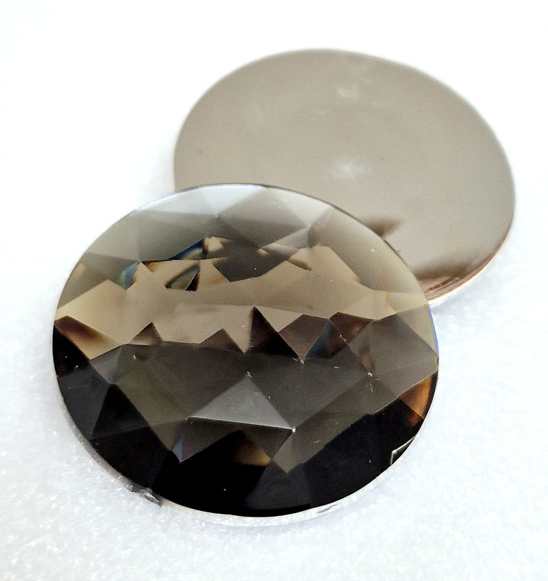 MajorCrafts 4pcs 40mm Ash Grey Flat Back Large Round Star Facets Acrylic Rhinestones