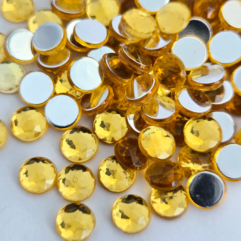MajorCrafts 480pcs 6mm Amber Orange Star Facets Flat Back Round Acrylic Rhinestones