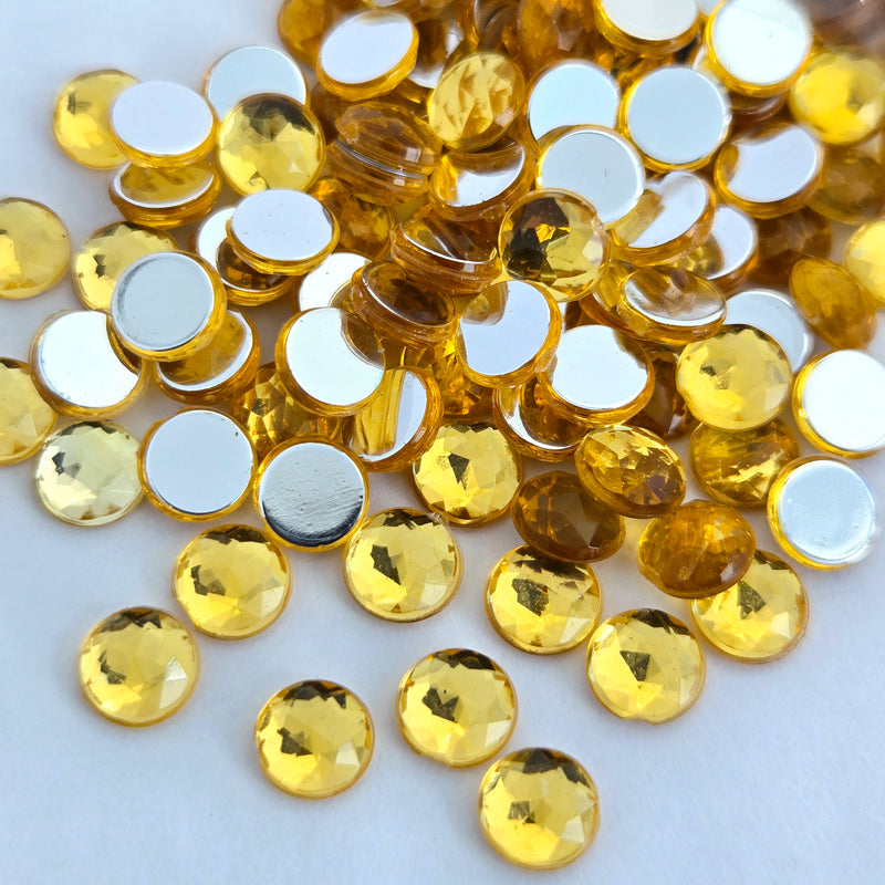 MajorCrafts 480pcs 6mm Amber Orange Star Facets Flat Back Round Acrylic Rhinestones