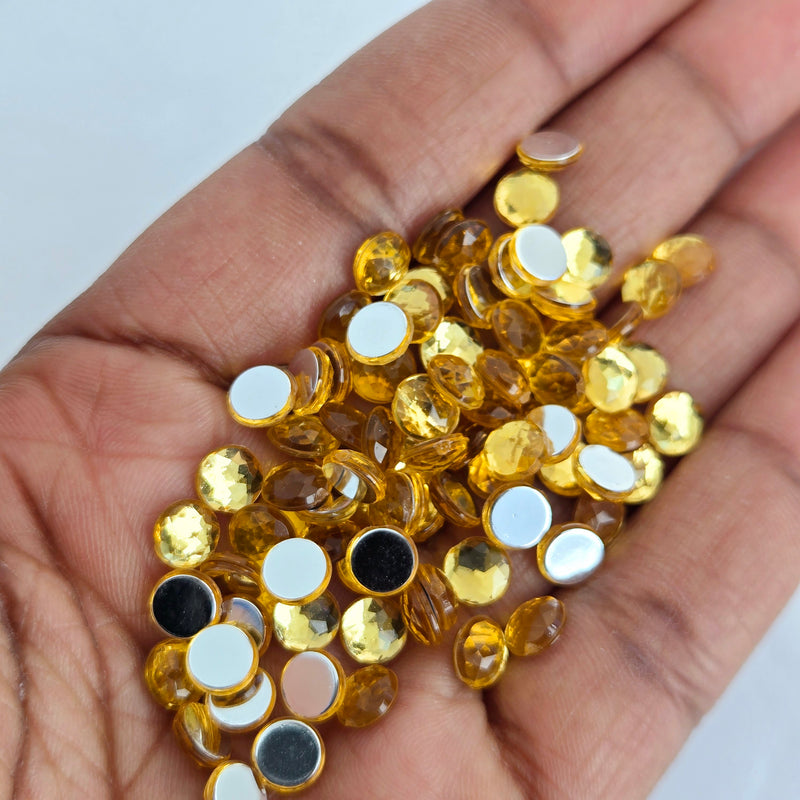 MajorCrafts 480pcs 6mm Amber Orange Star Facets Flat Back Round Acrylic Rhinestones