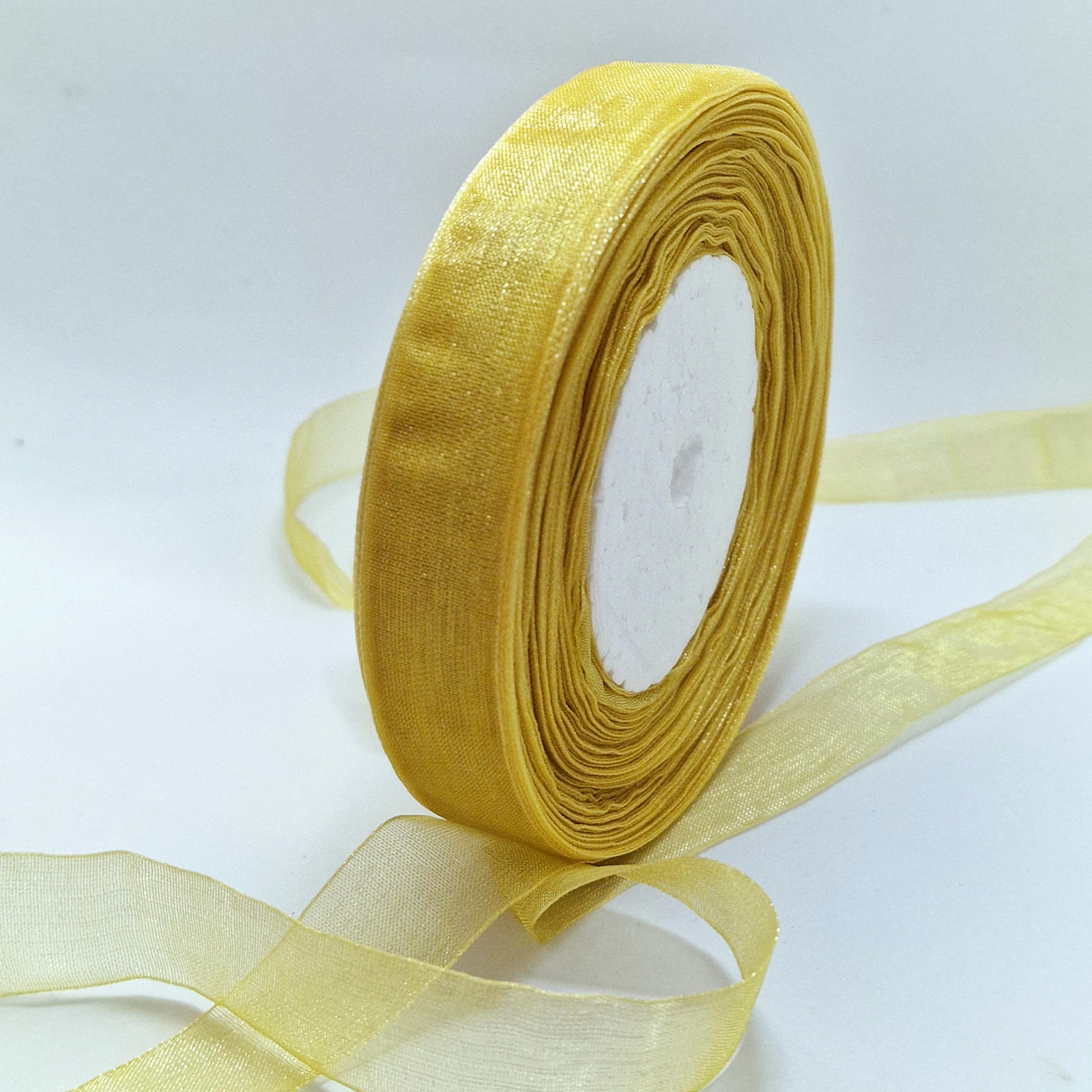 MajorCrafts 20mm 45metres Honey Gold Sheer Organza Fabric Ribbon Roll BK25