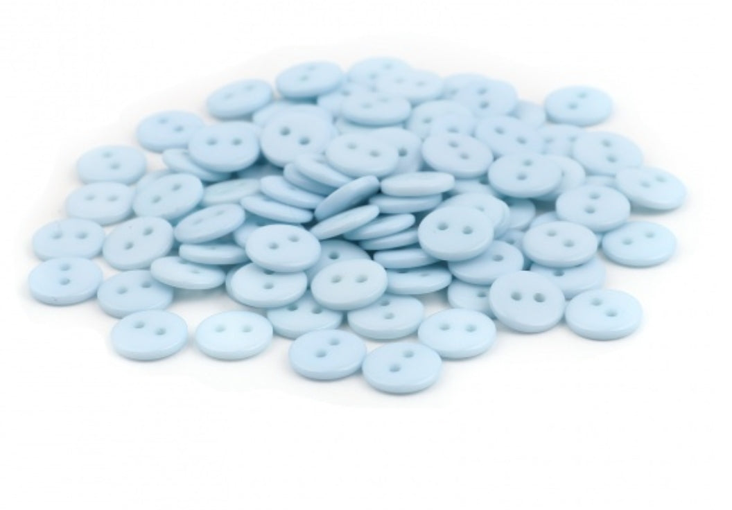 MajorCrafts 120pcs 10mm Baby Blue 2 Holes Small Round Resin Sewing Buttons