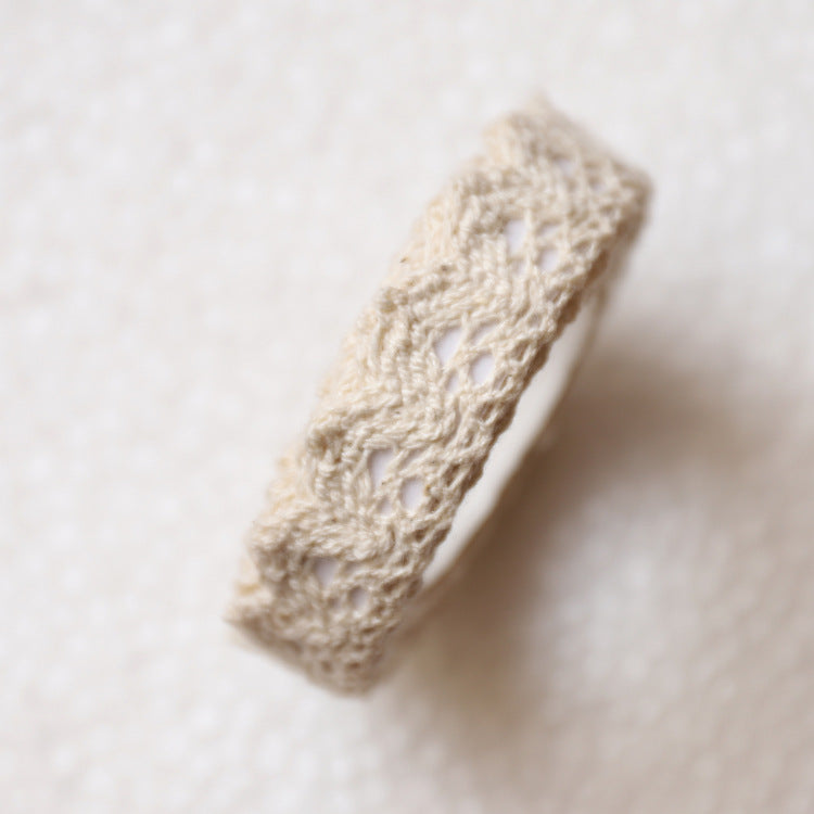 MajorCrafts 16mm 1.8metres Beige Self-Adhesive Fabric Crochet Lace Washi Tape