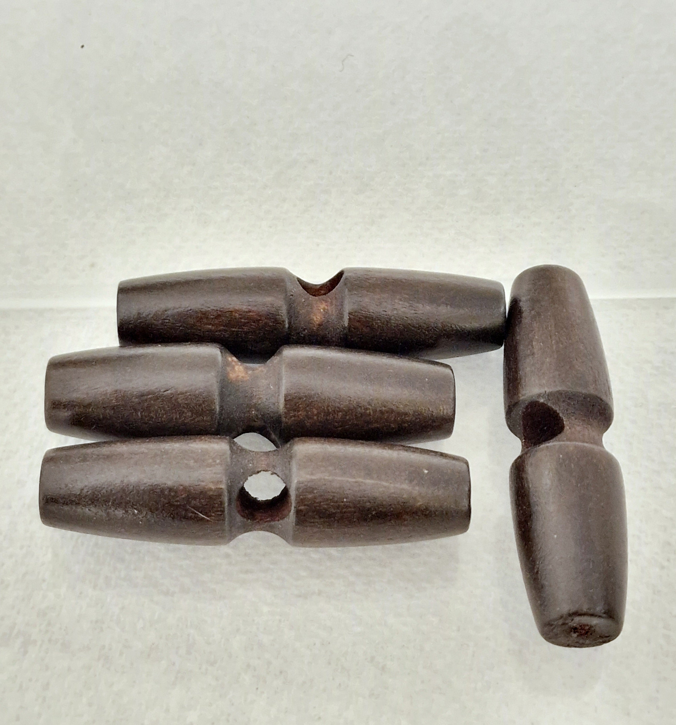 MajorCrafts 8pcs 55mm Dark Vintage Brown 1 Hole Barrel Shape Large Sewing Toggle Wooden Buttons